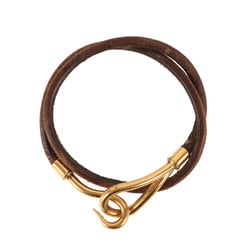 HERMES 2-row jumbo bracelet / leather gold brown