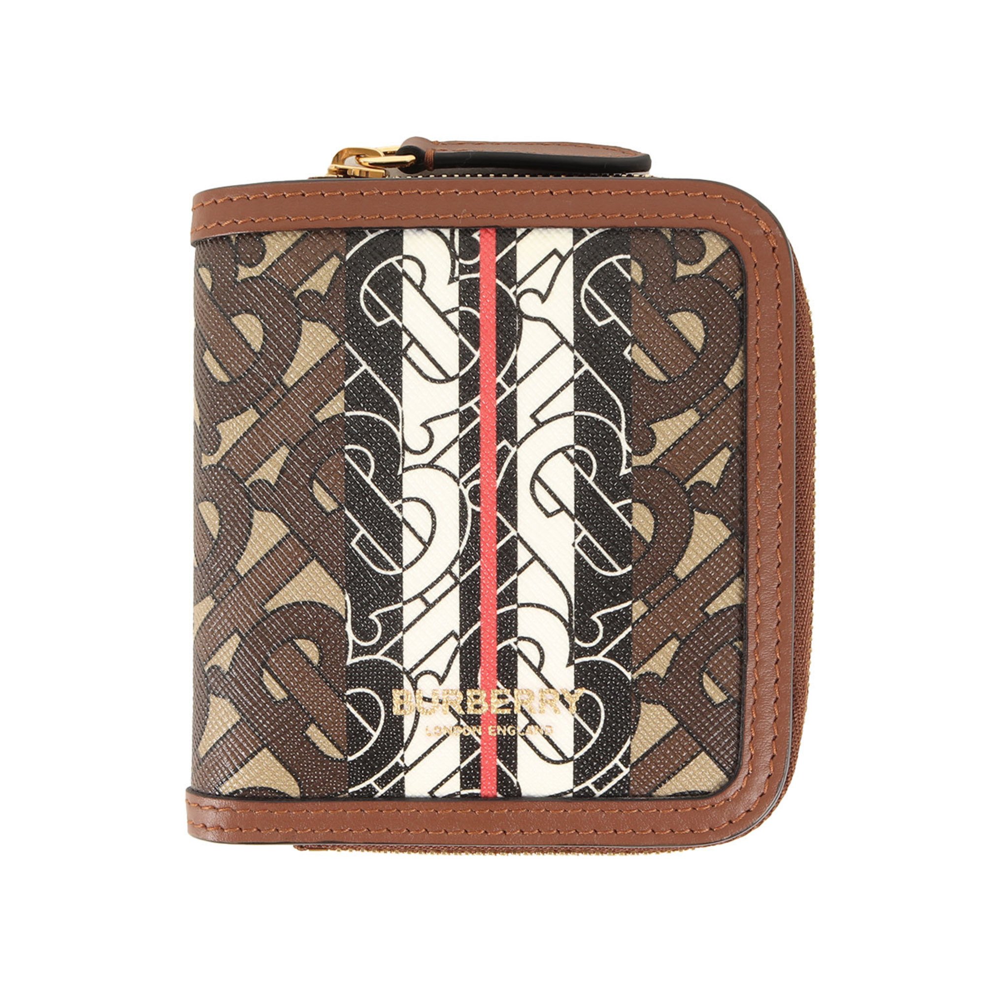 BURBERRY TB Monogram PVC Leather Bi-Fold Compact Wallet (ROPELFIO71SEB) / Brown Multicolor