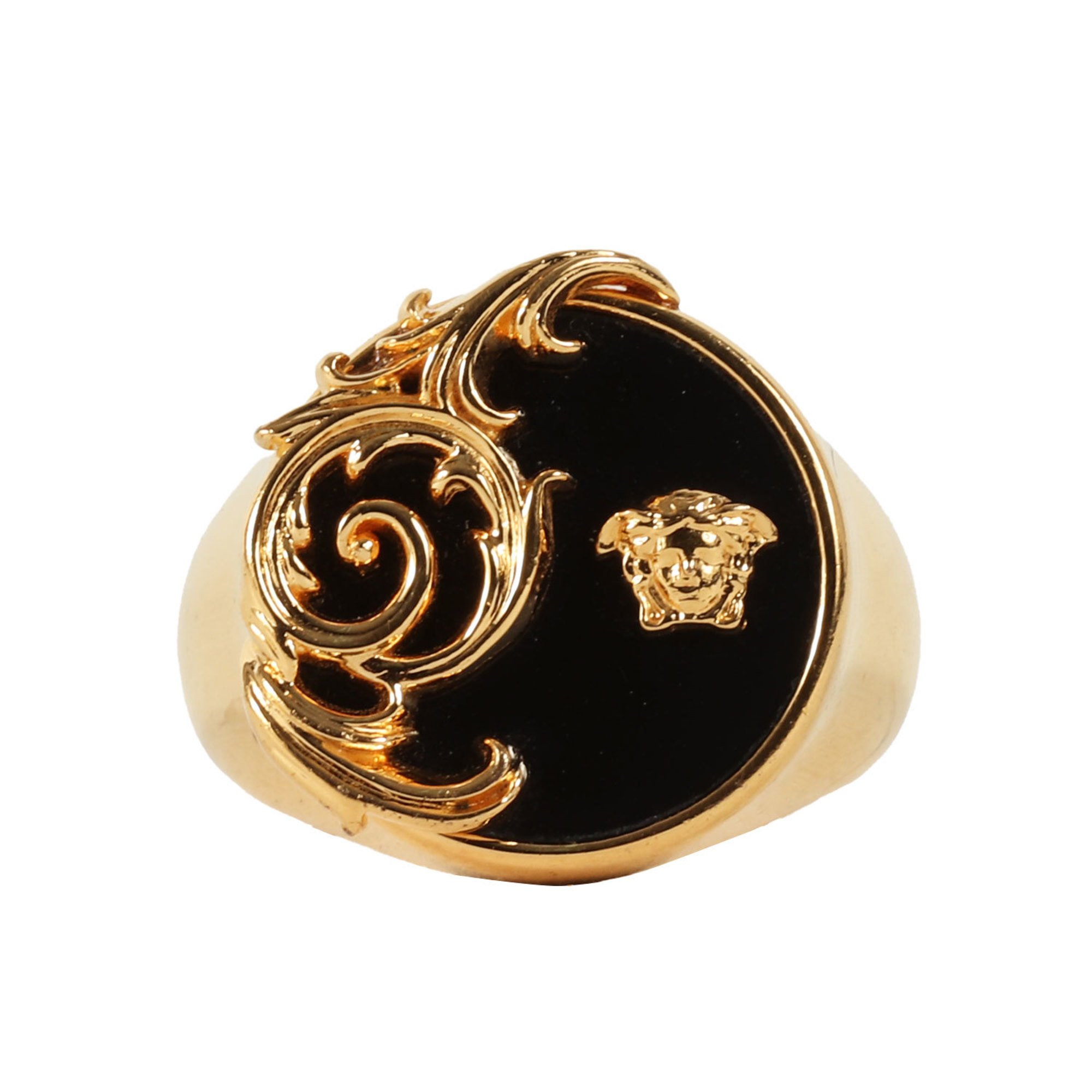 VERSACE Medusa Ring Size:21 / Gold Black