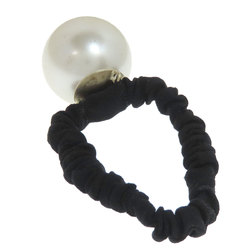 CHANEL Coco Mark Fake Pearl Hair Tie Cloth Material Women's