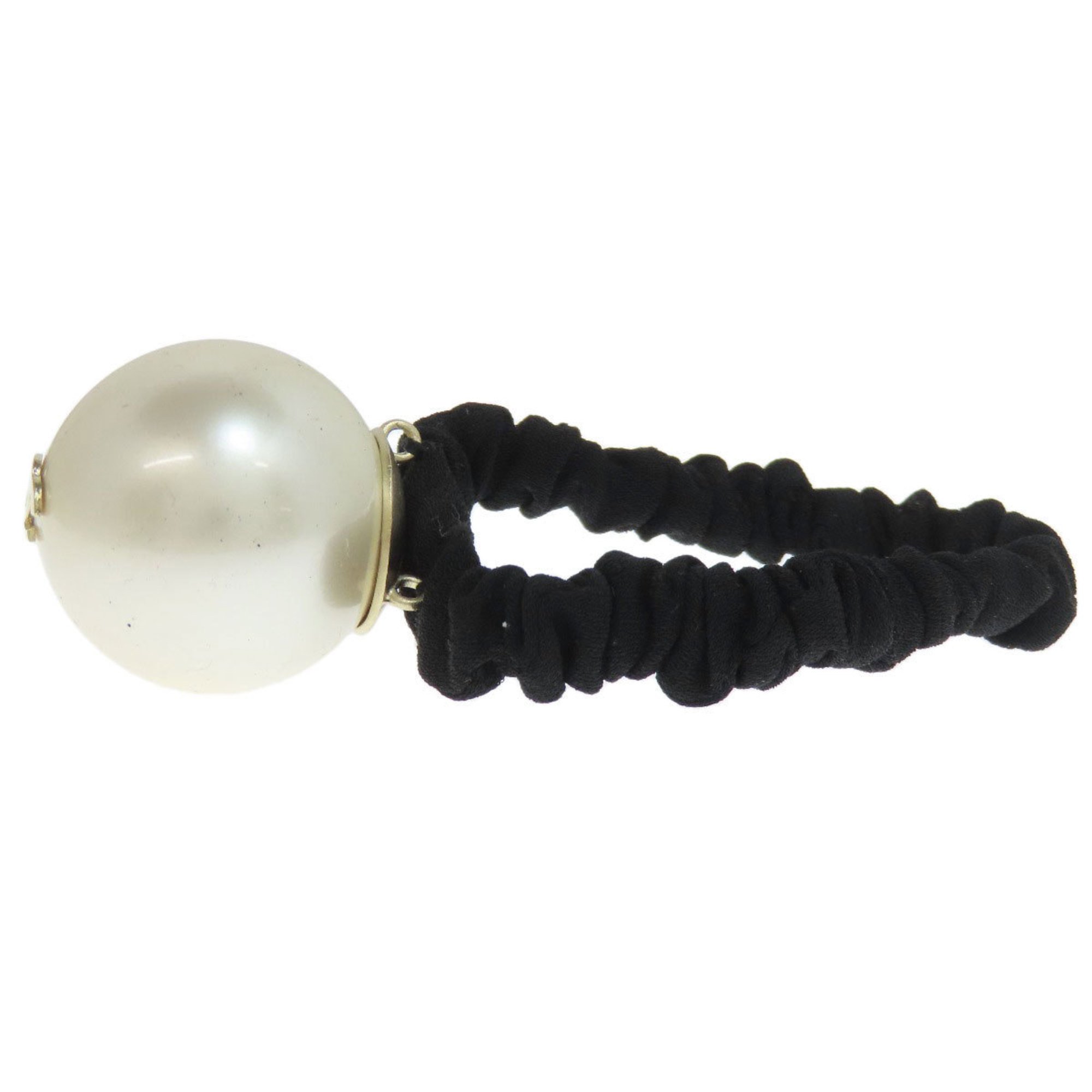 CHANEL Coco Mark Fake Pearl Hair Tie Cloth Material Women's