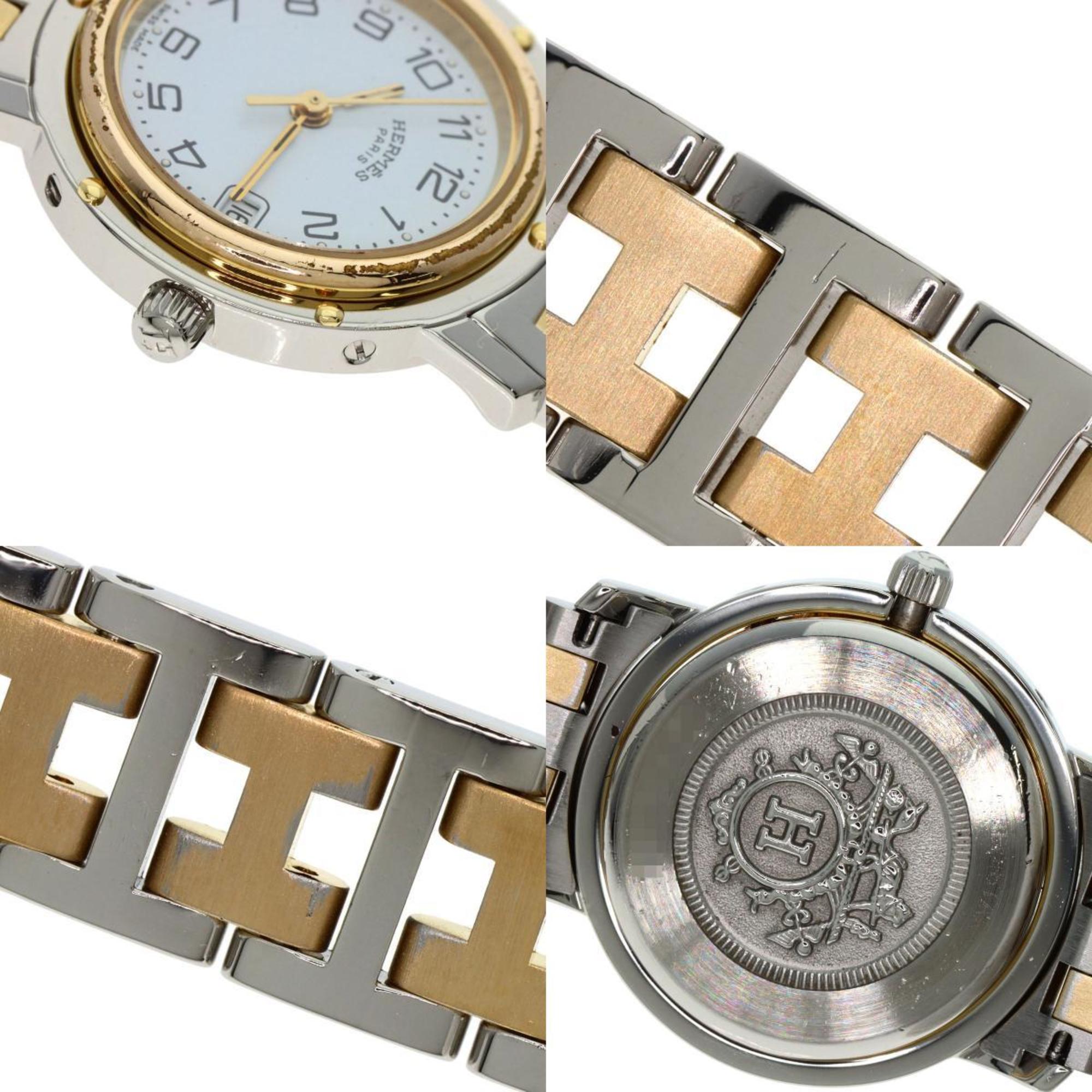 Hermes Clipper Old Type Watch Stainless Steel SSxGP Ladies HERMES