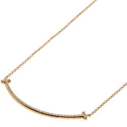 Tiffany T Smile Small Diamond Necklace K18 Pink Gold Women's TIFFANY&Co.