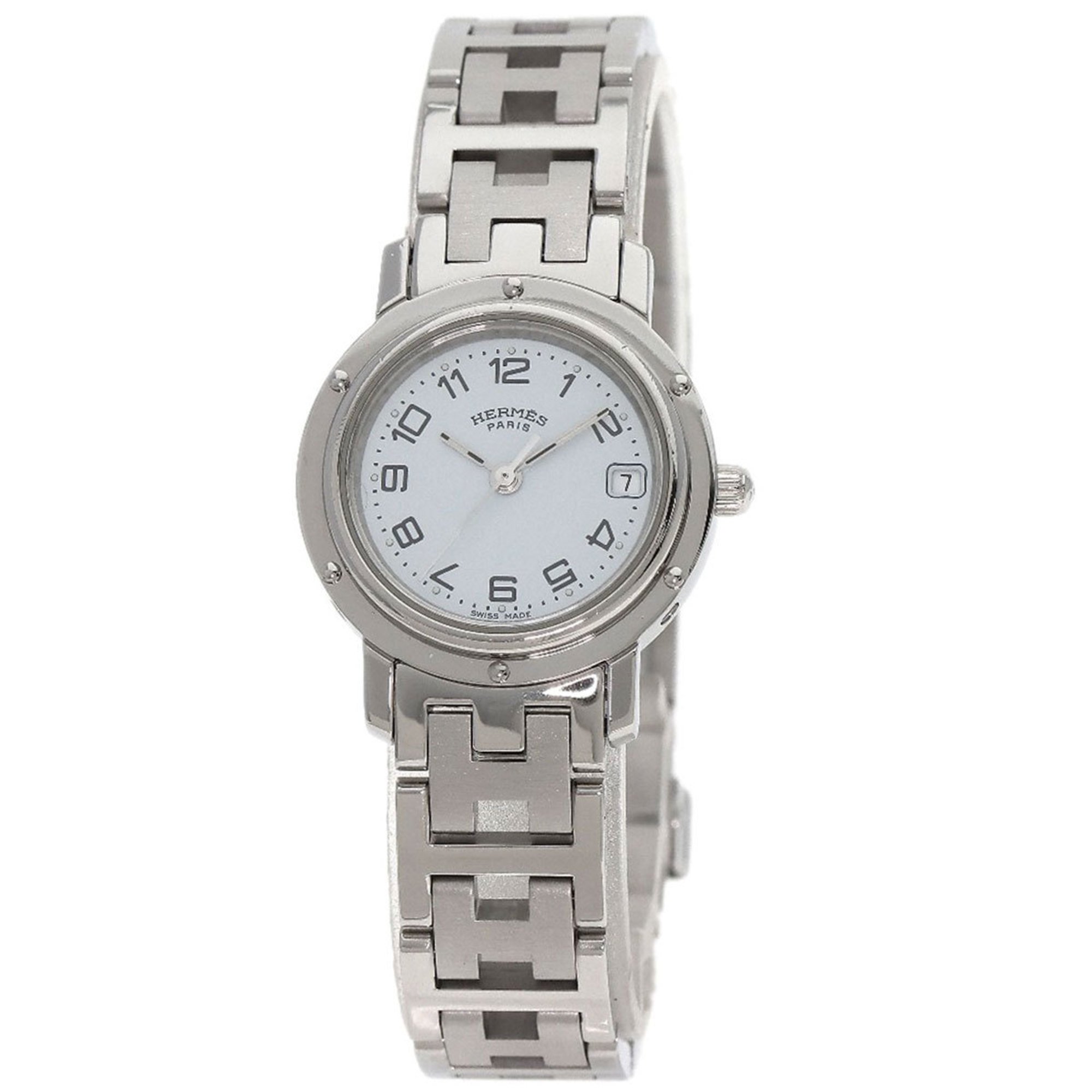 Hermes CL4.210 Clipper Watch Stainless Steel SS Ladies HERMES