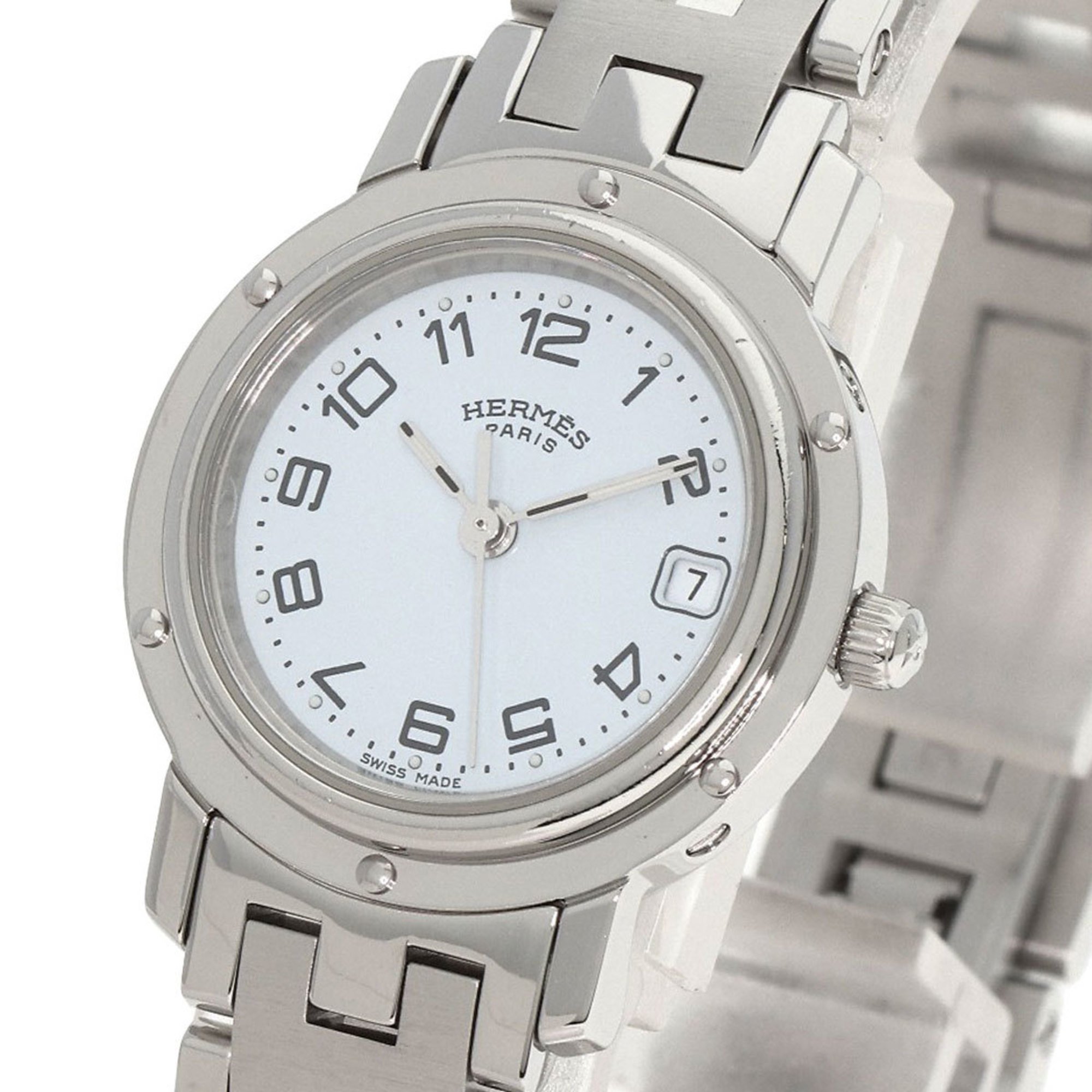 Hermes CL4.210 Clipper Watch Stainless Steel SS Ladies HERMES