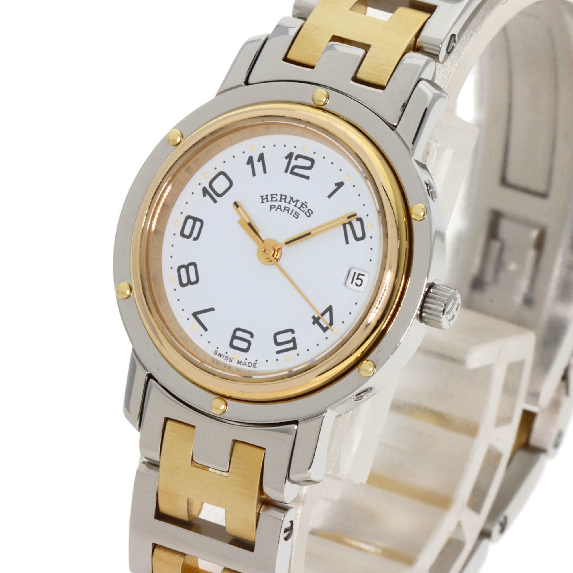 Hermes CL3.240 Clipper Watch Stainless Steel SSxGP Ladies HERMES