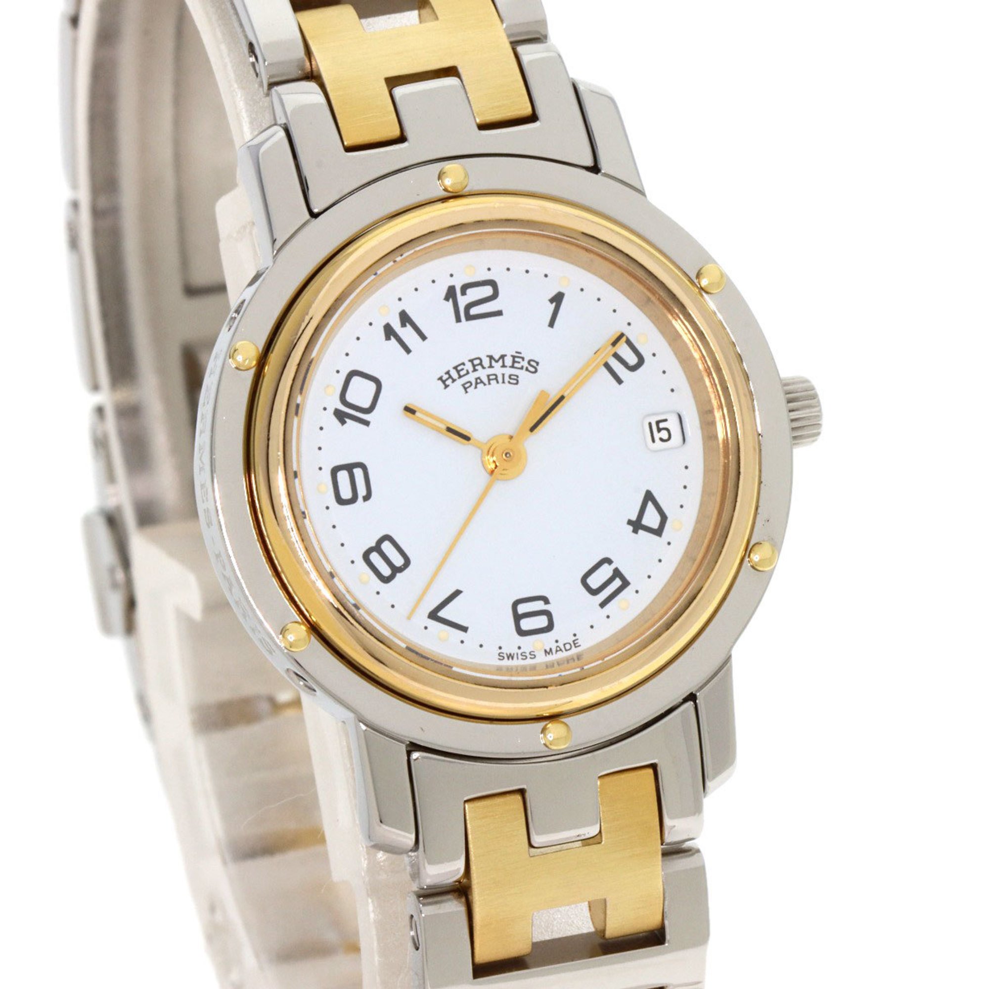 Hermes CL3.240 Clipper Watch Stainless Steel SSxGP Ladies HERMES