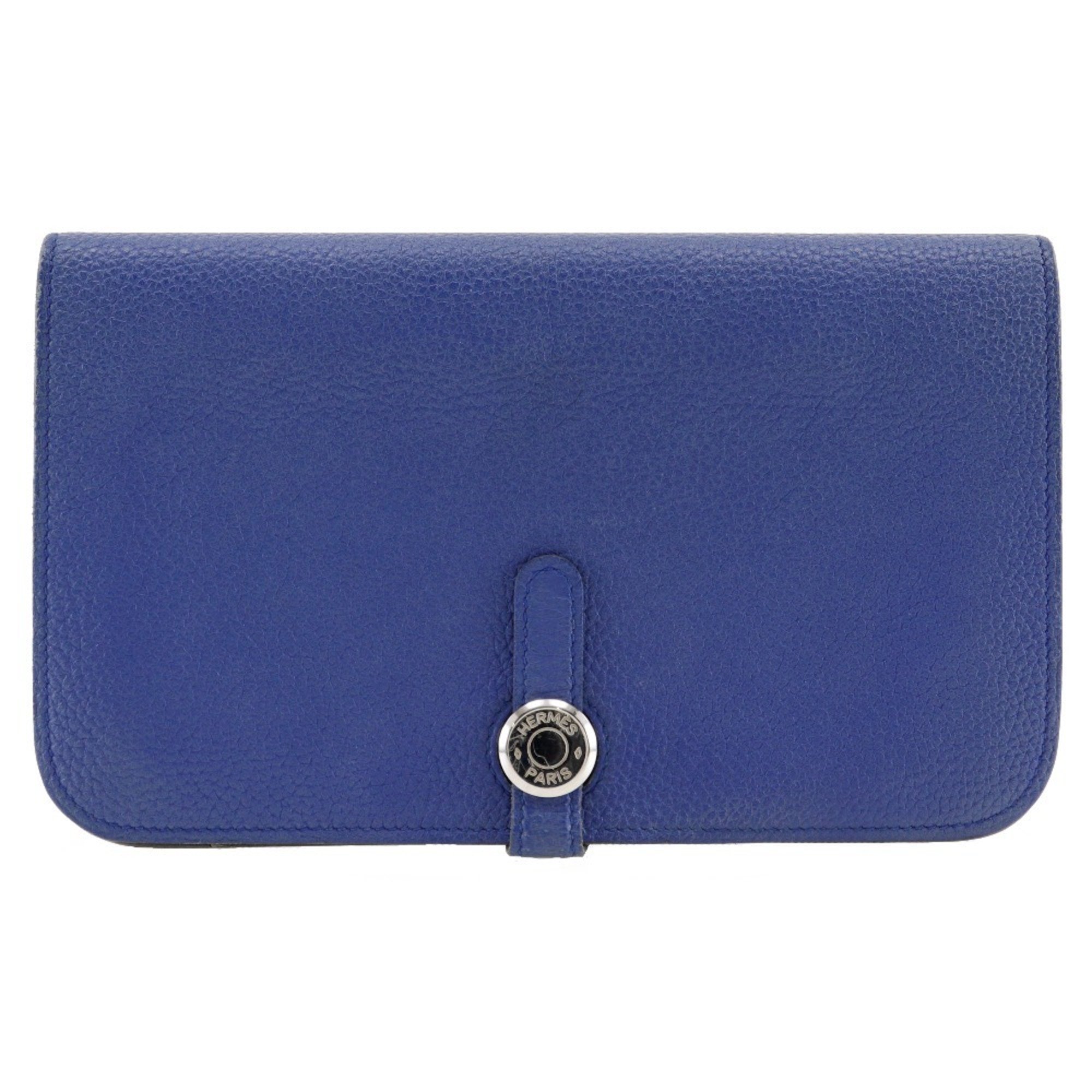 Hermes Dogon GM Long Wallet Togo 2015 Blue T Belt Clasp Unisex