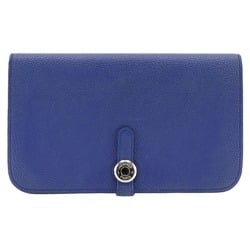 Hermes Dogon GM Long Wallet Togo 2015 Blue T Belt Clasp Unisex