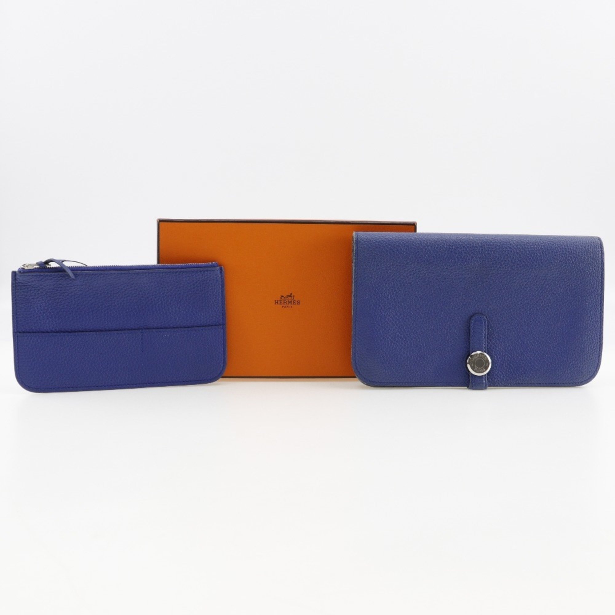 Hermes Dogon GM Long Wallet Togo 2015 Blue T Belt Clasp Unisex