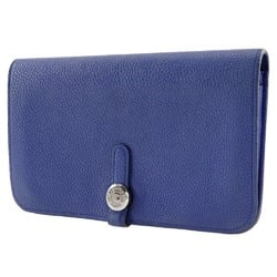 Hermes Dogon GM Long Wallet Togo 2015 Blue T Belt Clasp Unisex