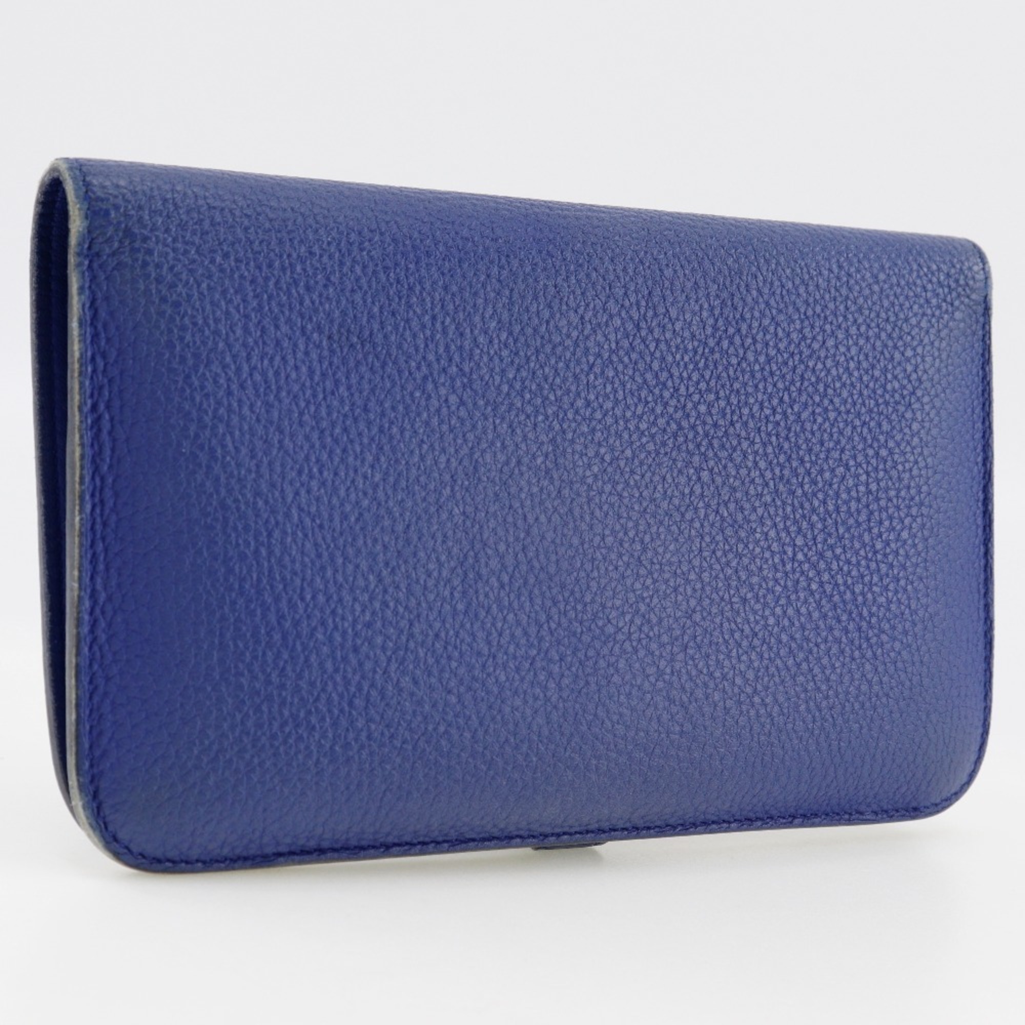 Hermes Dogon GM Long Wallet Togo 2015 Blue T Belt Clasp Unisex