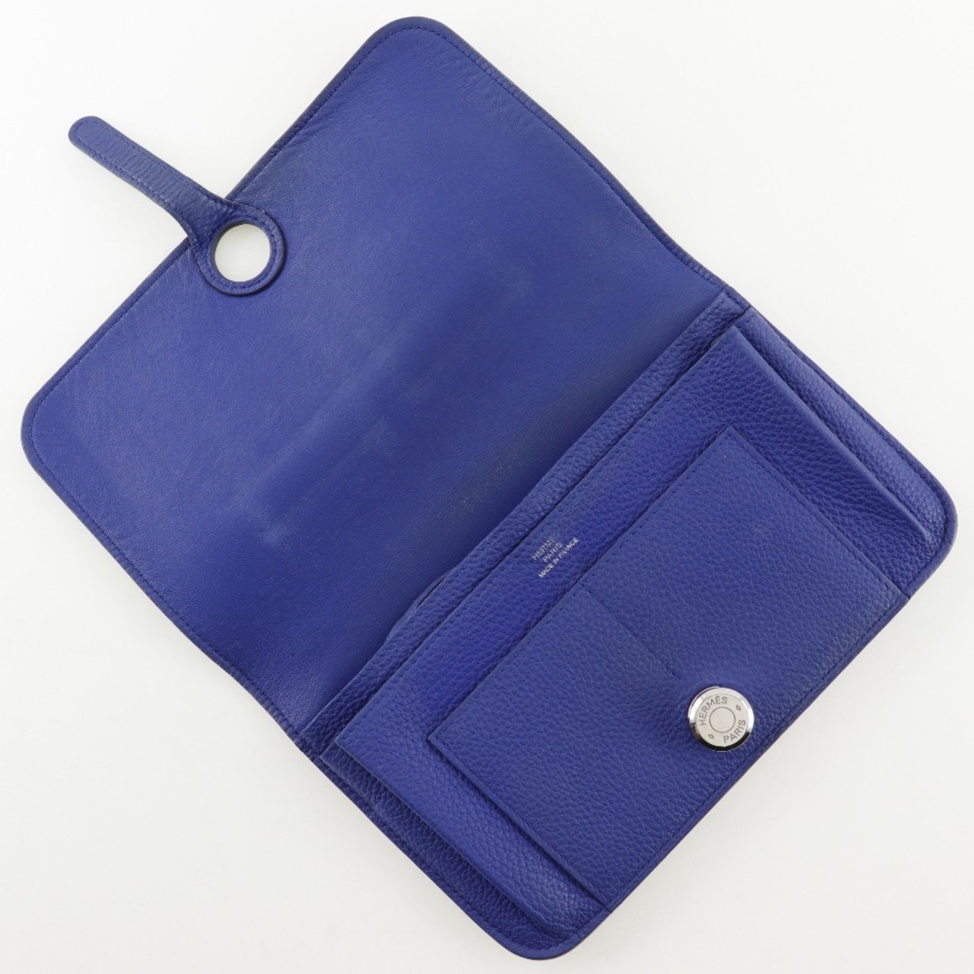 Hermes Dogon GM Long Wallet Togo 2015 Blue T Belt Clasp Unisex