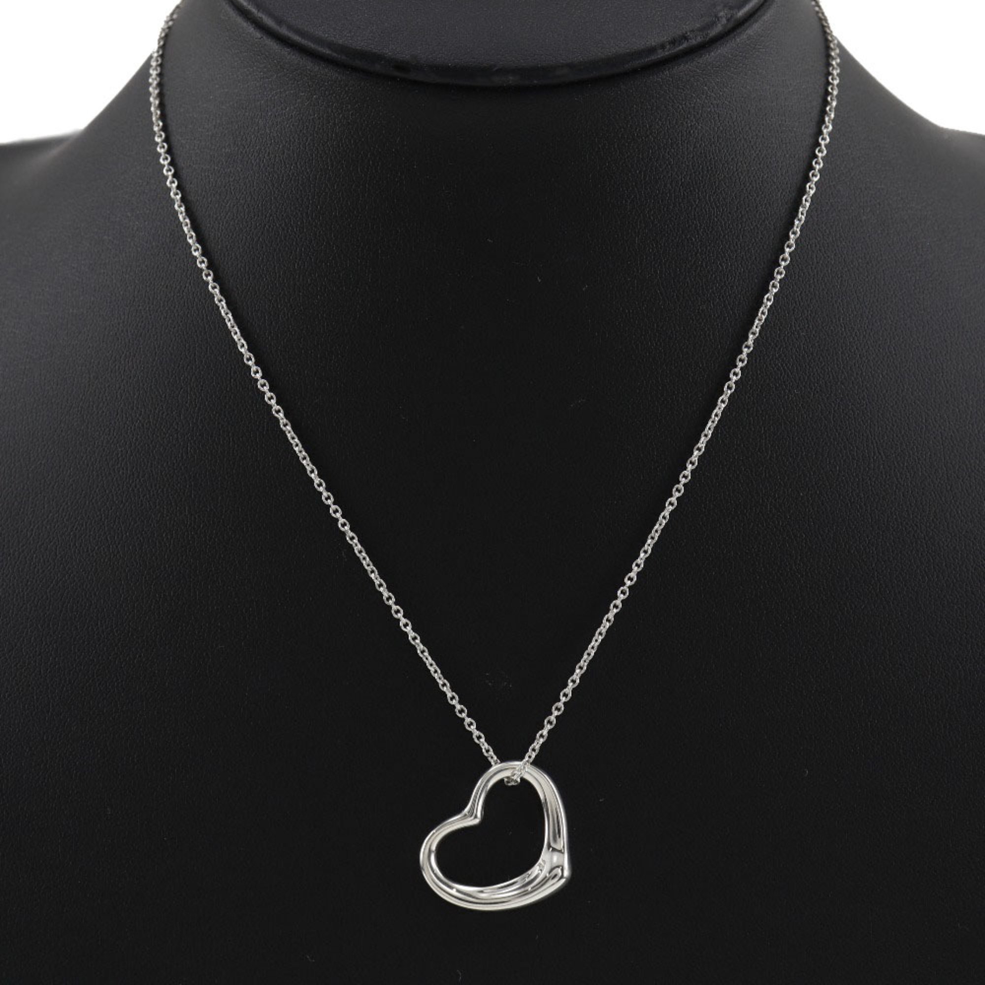 Tiffany & Co. Elsa Peretti Heart Necklace, Silver 925, Approx. 5.0g, Open Heart, Women's