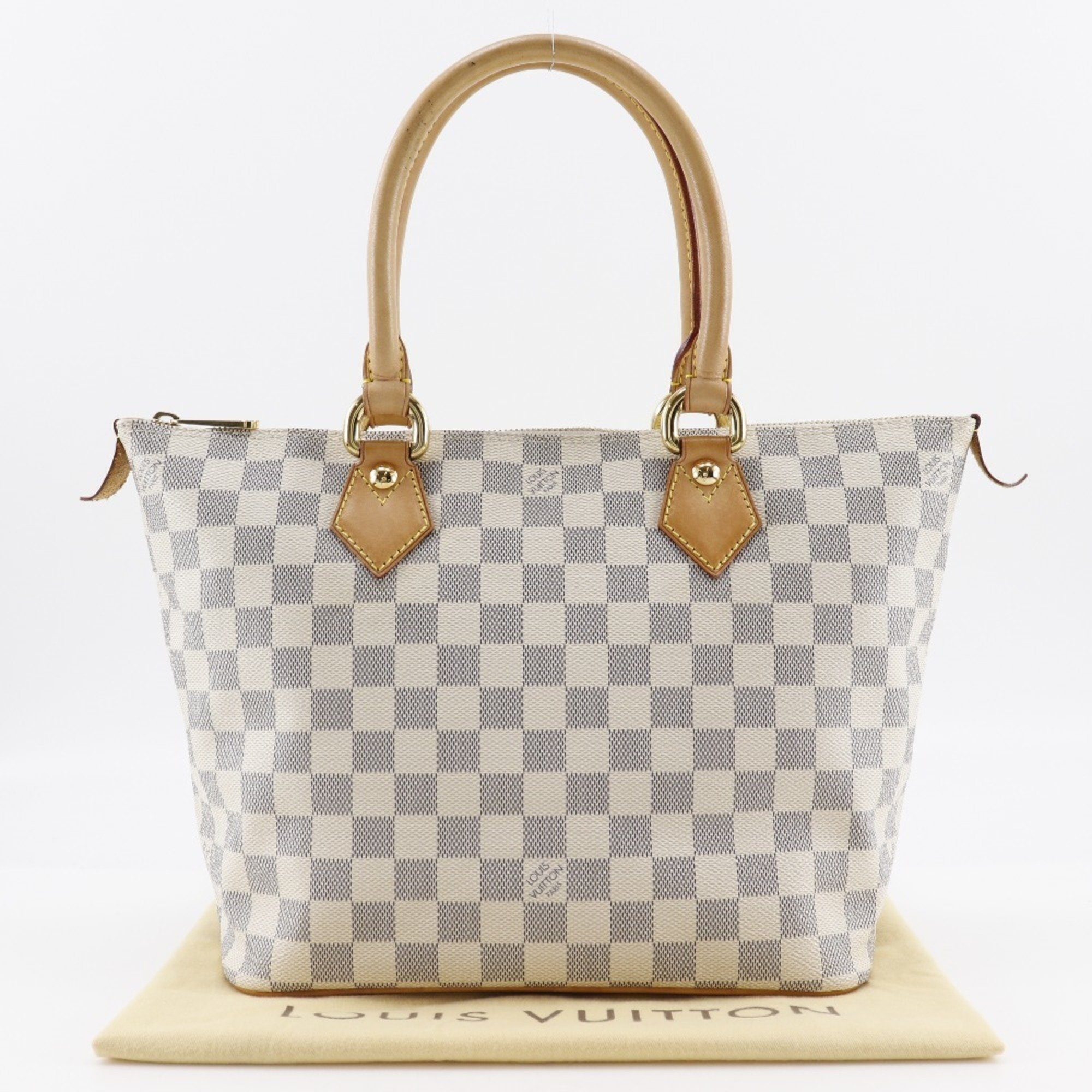 LOUIS VUITTON Saleya PM Handbag N51186 Damier Azur Canvas 2007 White VI3057 A5 Women's