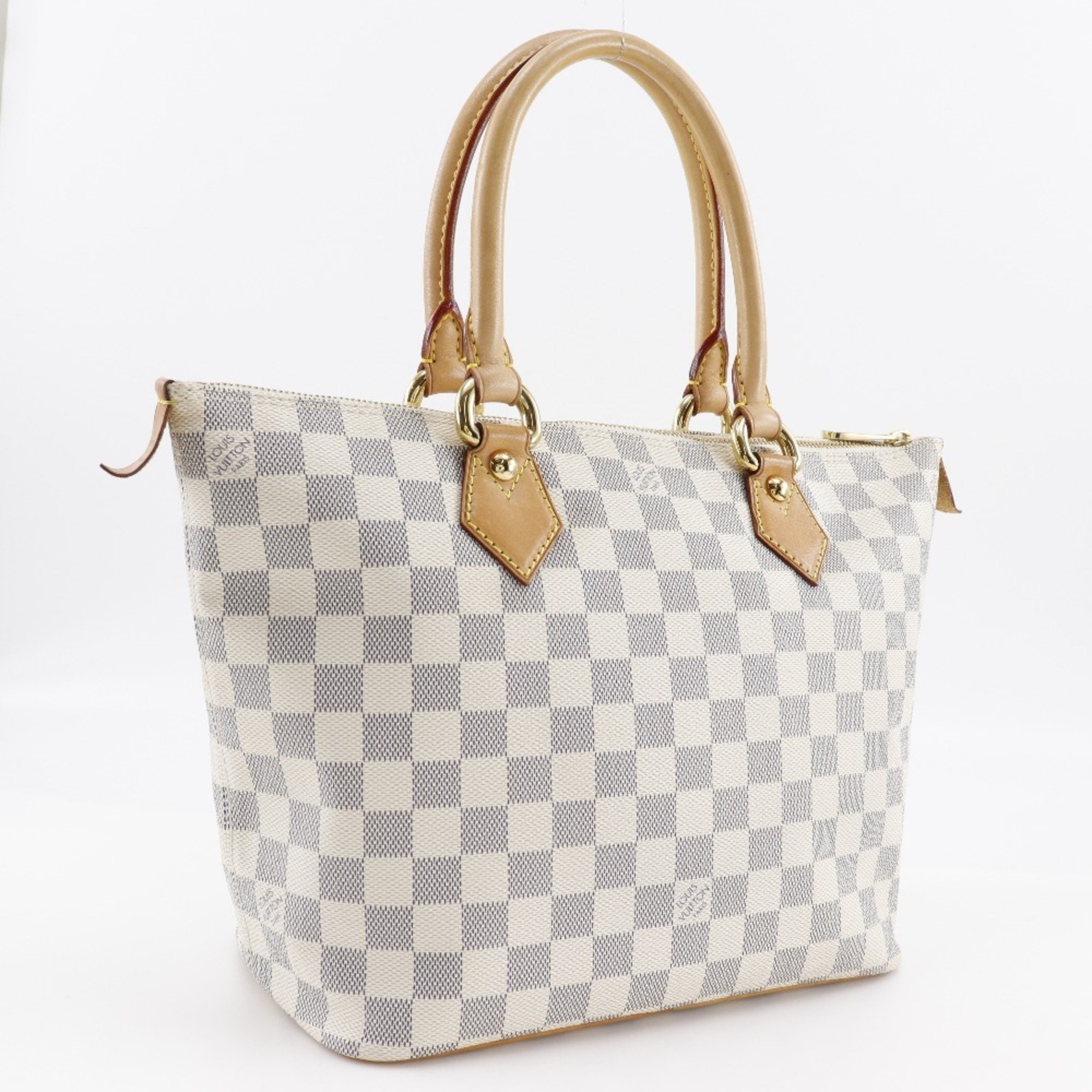 LOUIS VUITTON Saleya PM Handbag N51186 Damier Azur Canvas 2007 White VI3057 A5 Women's