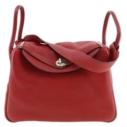 HERMES Lindy 30 Handbag Shoulder Bag Taurillon Clemence 2008 Red / □L 2way A5 Belt Clasp Women's