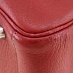 HERMES Lindy 30 Handbag Shoulder Bag Taurillon Clemence 2008 Red / □L 2way A5 Belt Clasp Women's