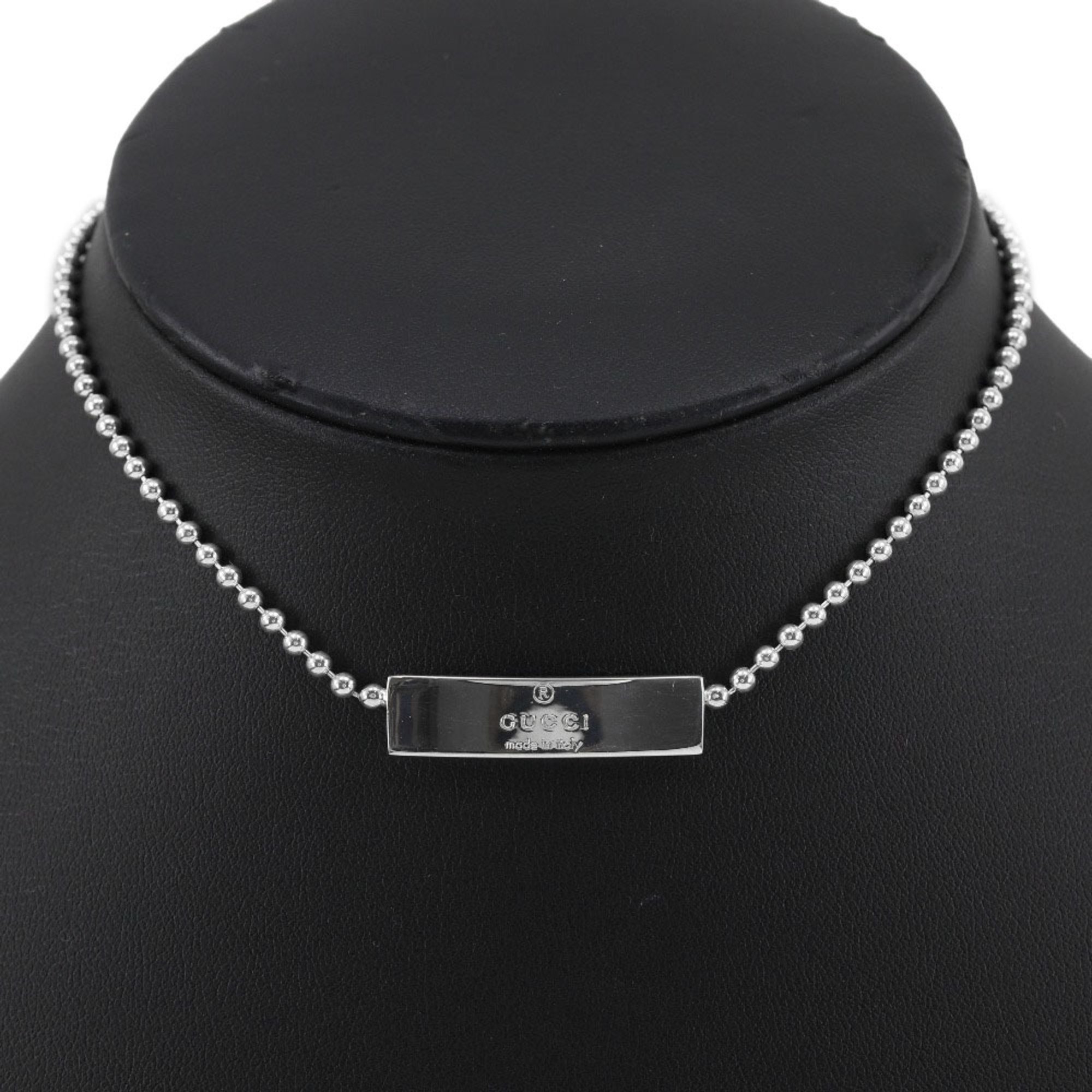 GUCCI Plate Choker Ball Chain Silver 925 Approx. 10.8g With Logo Women's