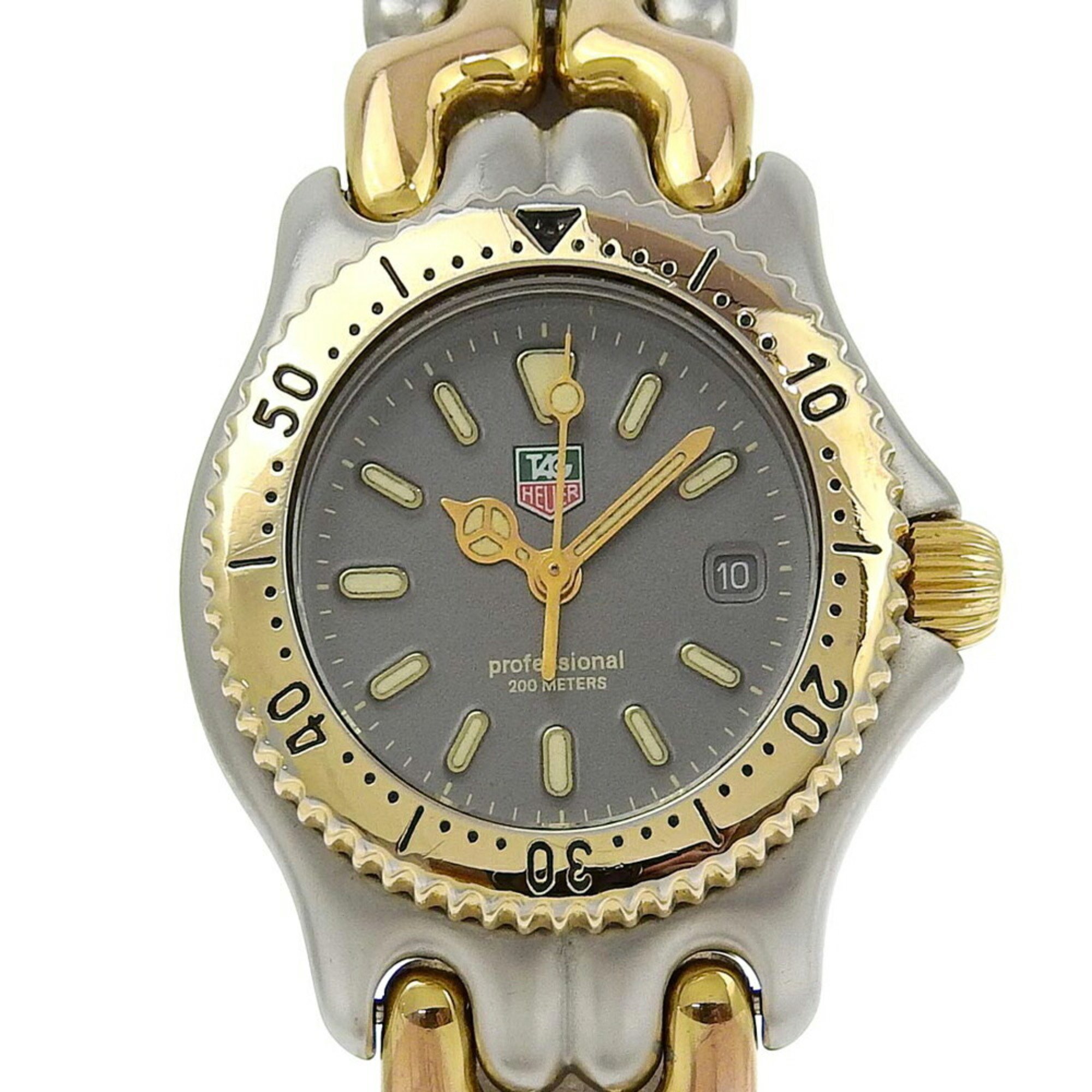 TAG HEUER Professional Watch Cell S95.215 Stainless Steel x Gold Plated Quartz Analog Display Grey Dial Ladies