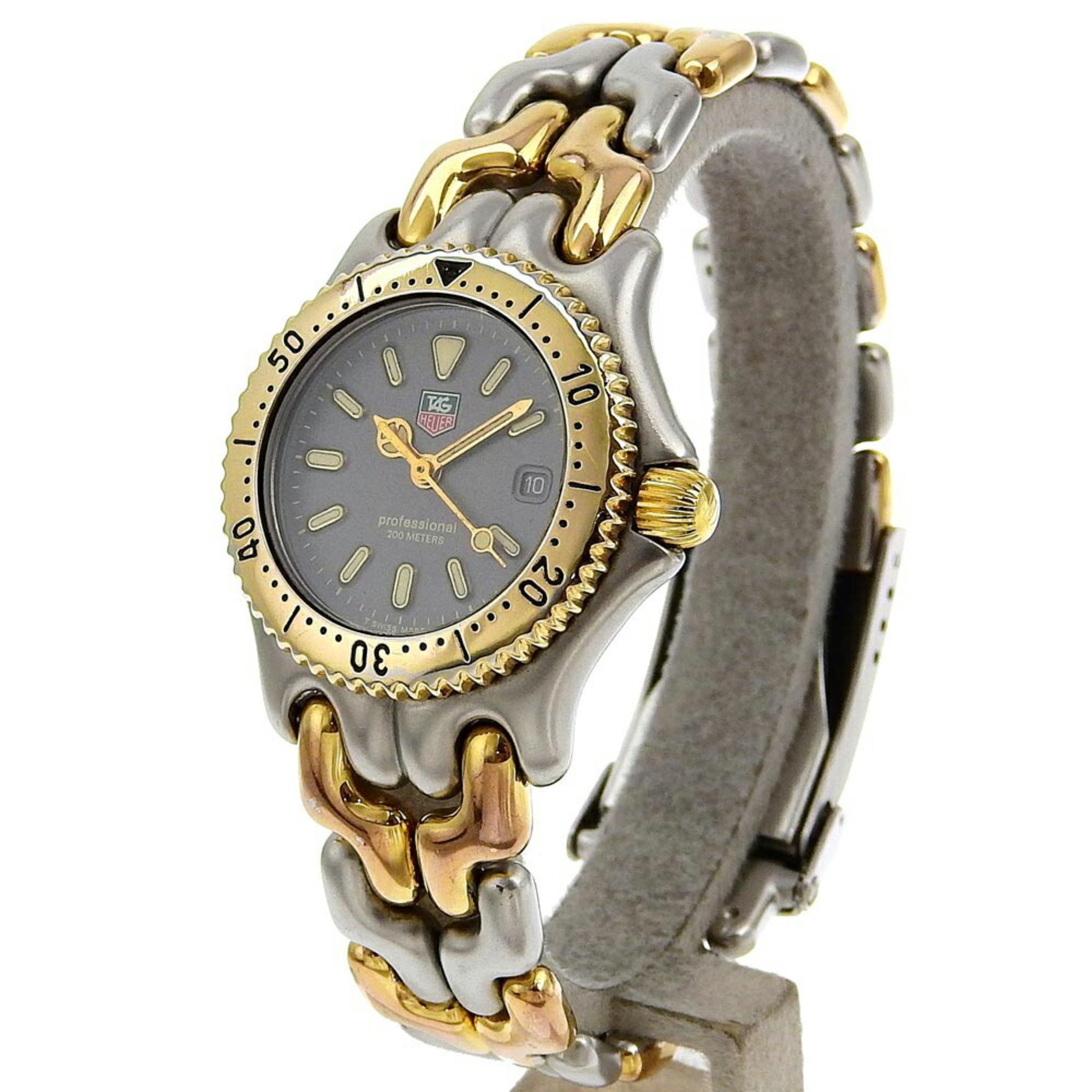 TAG HEUER Professional Watch Cell S95.215 Stainless Steel x Gold Plated Quartz Analog Display Grey Dial Ladies