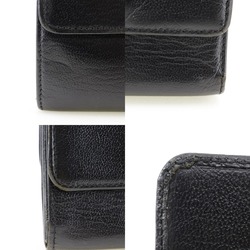 CHANEL COCO Mark Bi-fold Wallet W A13456 Calfskin Black Snap Button Women's