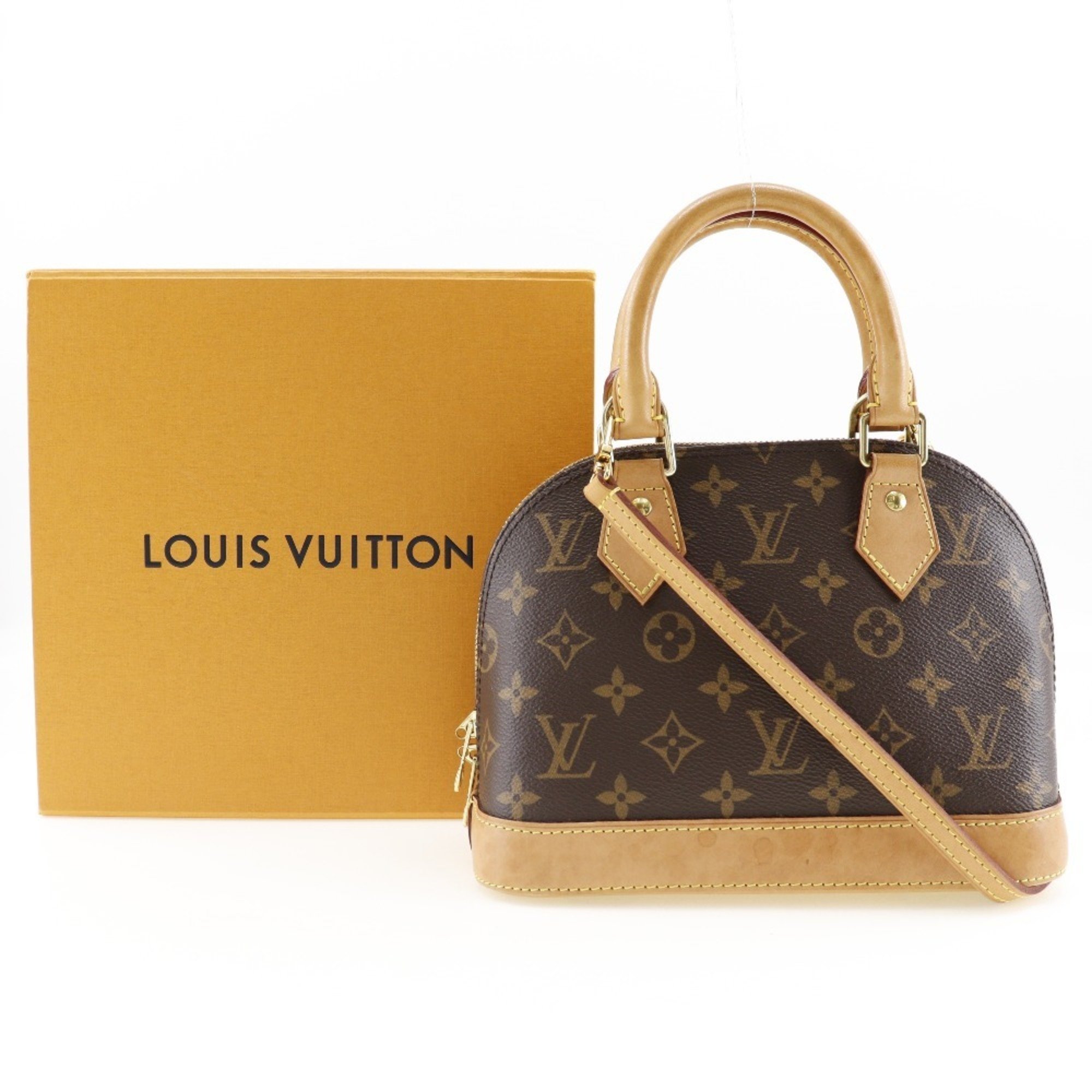 Louis Vuitton Alma BB Handbag Shoulder M53152 Monogram Canvas 2019 Brown SN3199 2way Double Women's