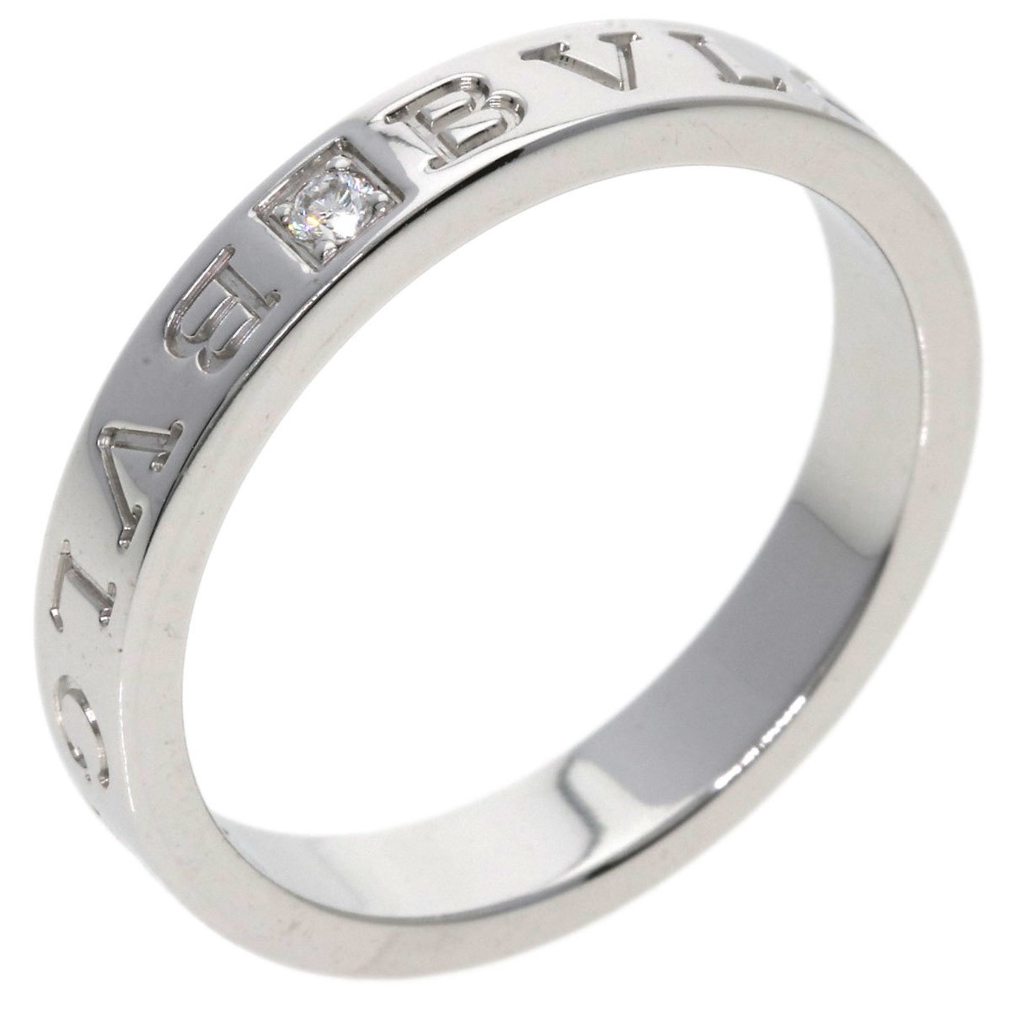 BVLGARI Double 1P Diamond Ring, 18K White Gold, Men's