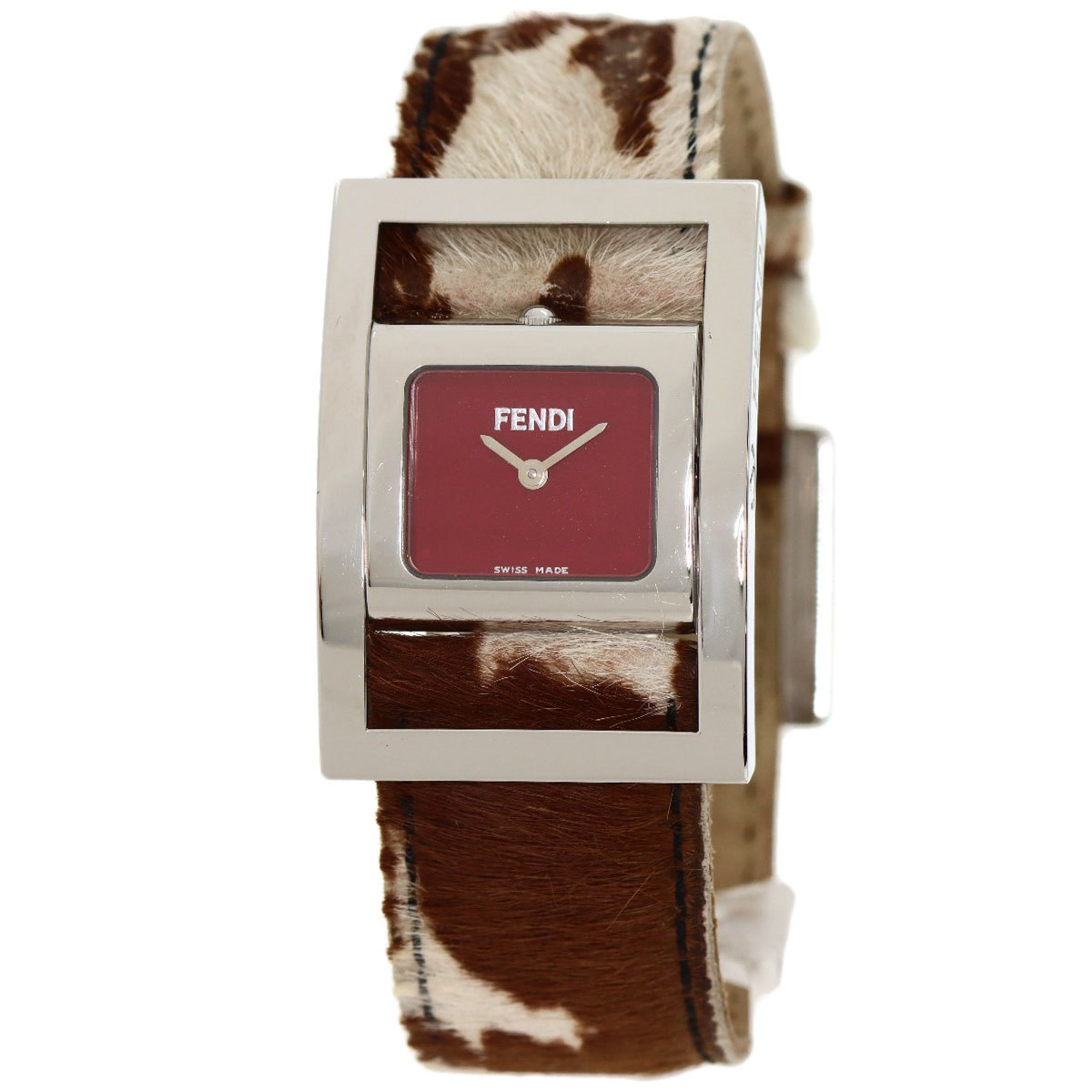 FENDI F5000 Gyro Watch Stainless Steel Pony Leather Women's