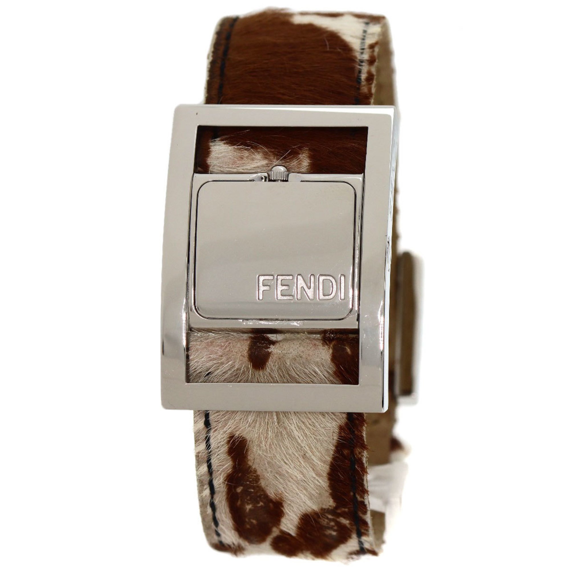 FENDI F5000 Gyro Watch Stainless Steel Pony Leather Women's