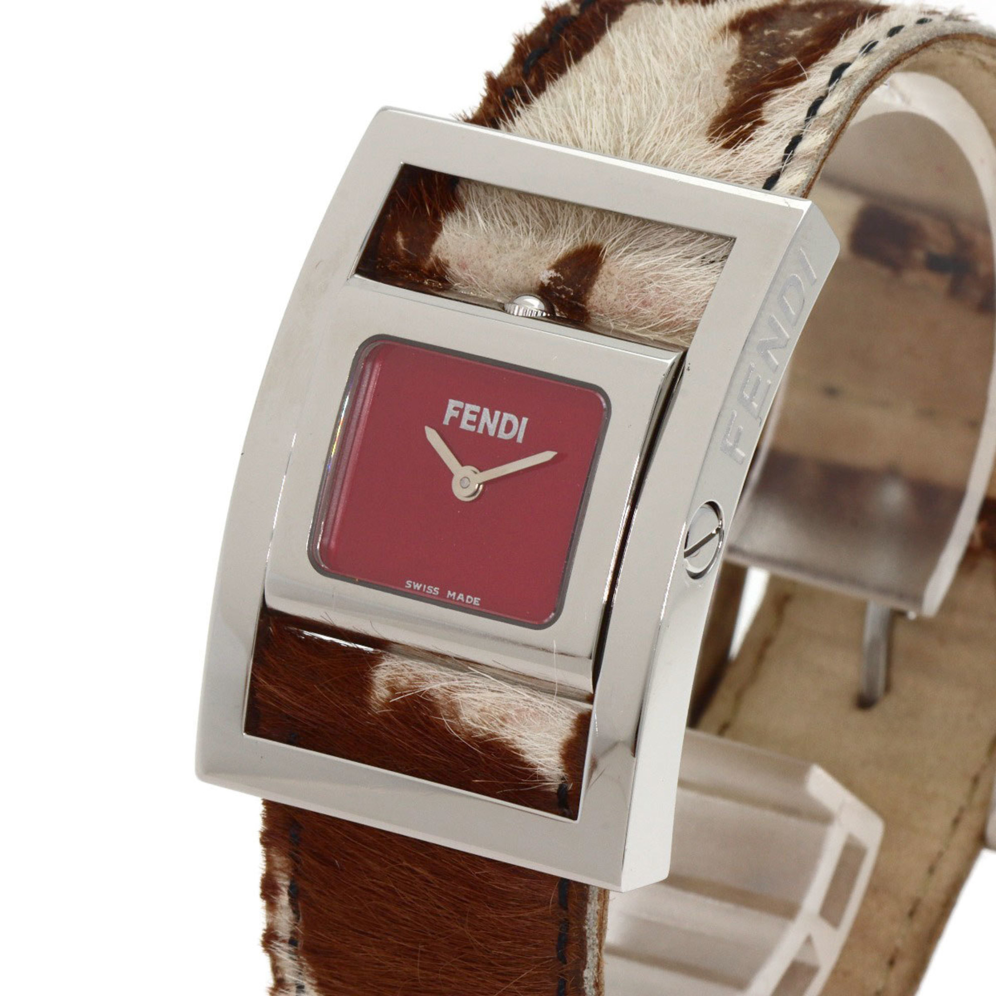 FENDI F5000 Gyro Watch Stainless Steel Pony Leather Women's