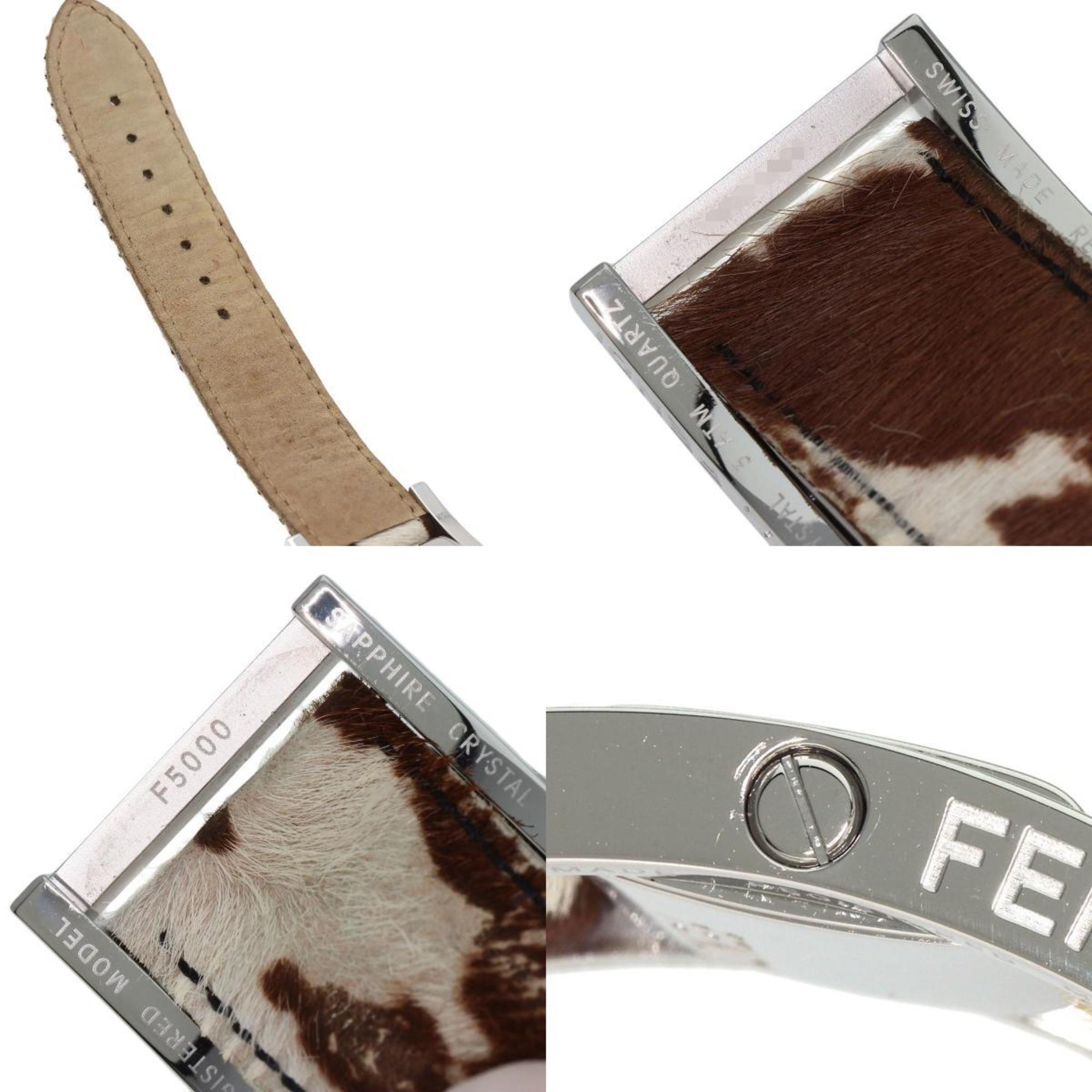 FENDI F5000 Gyro Watch Stainless Steel Pony Leather Women's