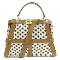 FENDI Peekaboo Punching Handbag Calf Leather Women's