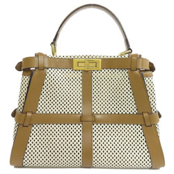 FENDI Peekaboo Punching Handbag Calf Leather Women's