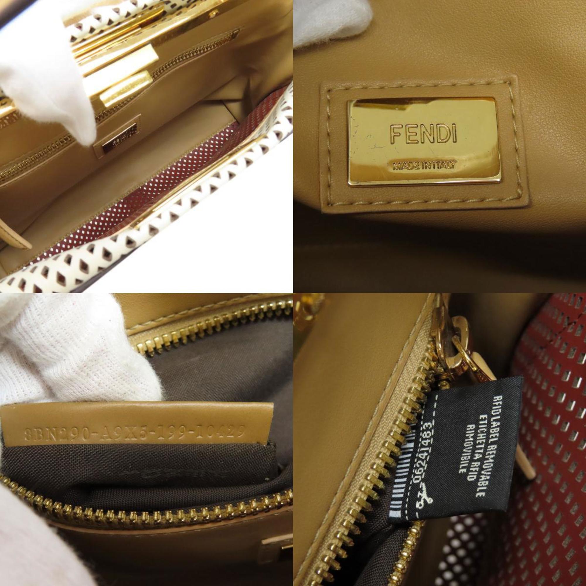 FENDI Peekaboo Punching Handbag Calf Leather Women's