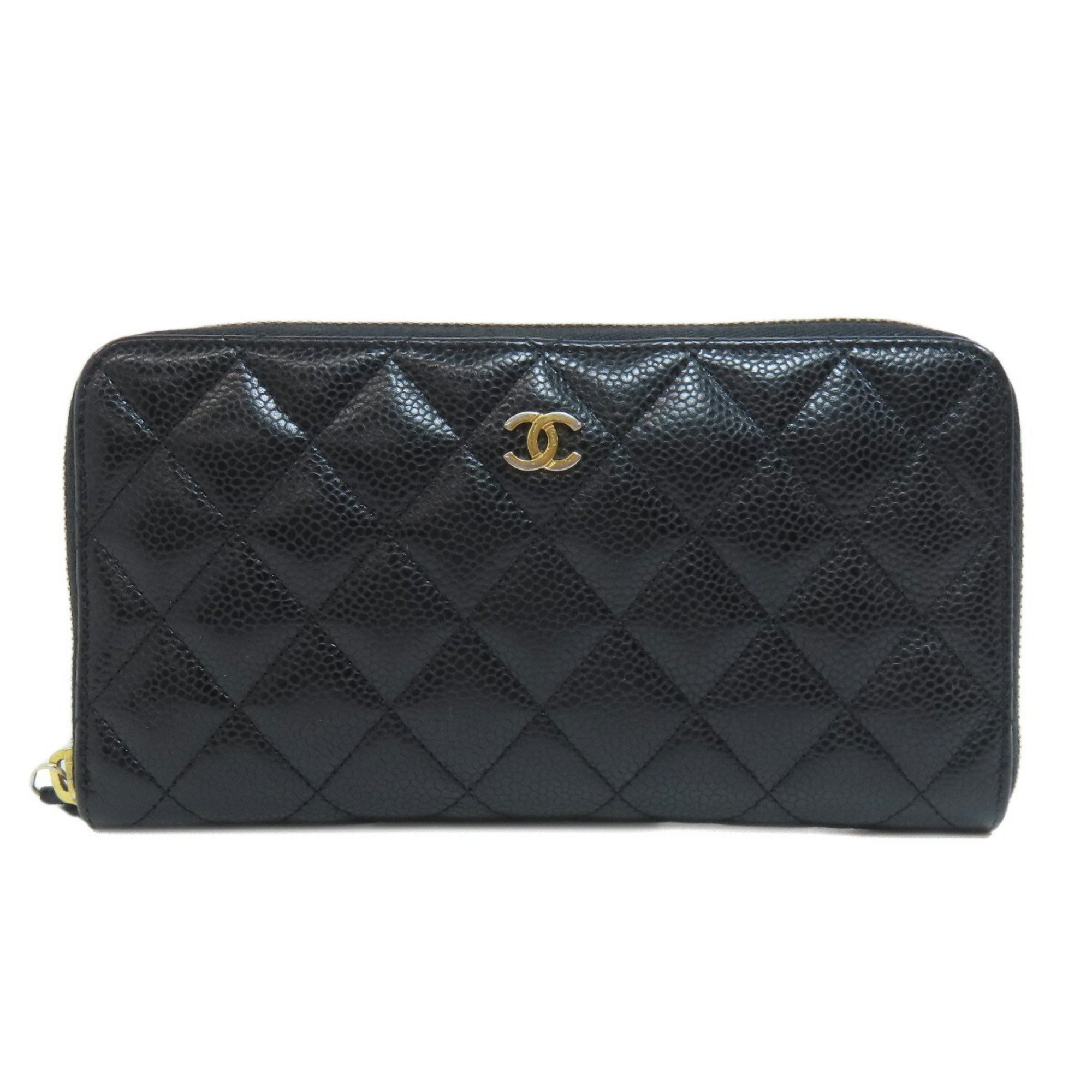 Chanel Matelasse Coco Mark Long Wallet Caviar Skin Women's CHANEL