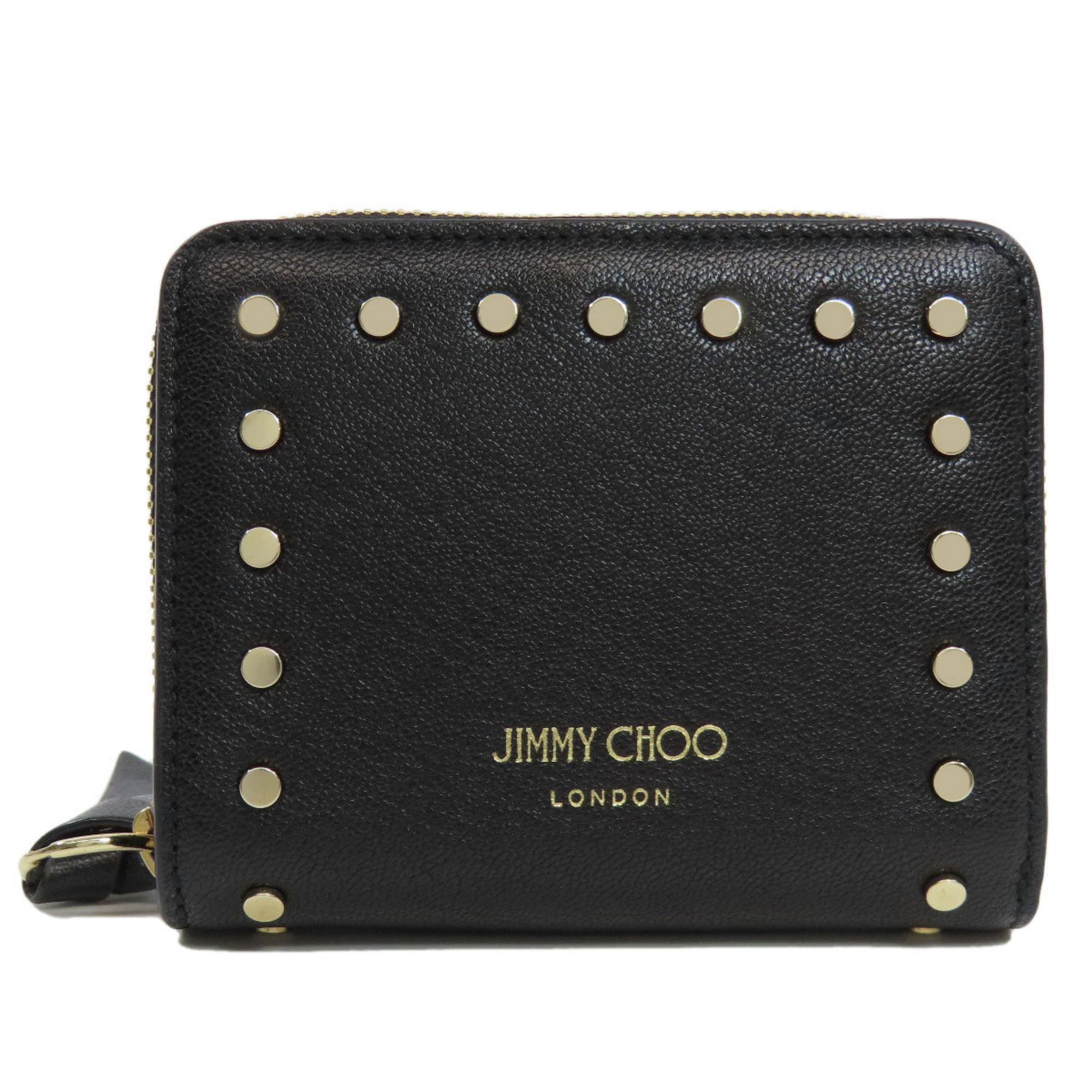 Jimmy Choo Studded Bi-fold Wallet Leather Women's