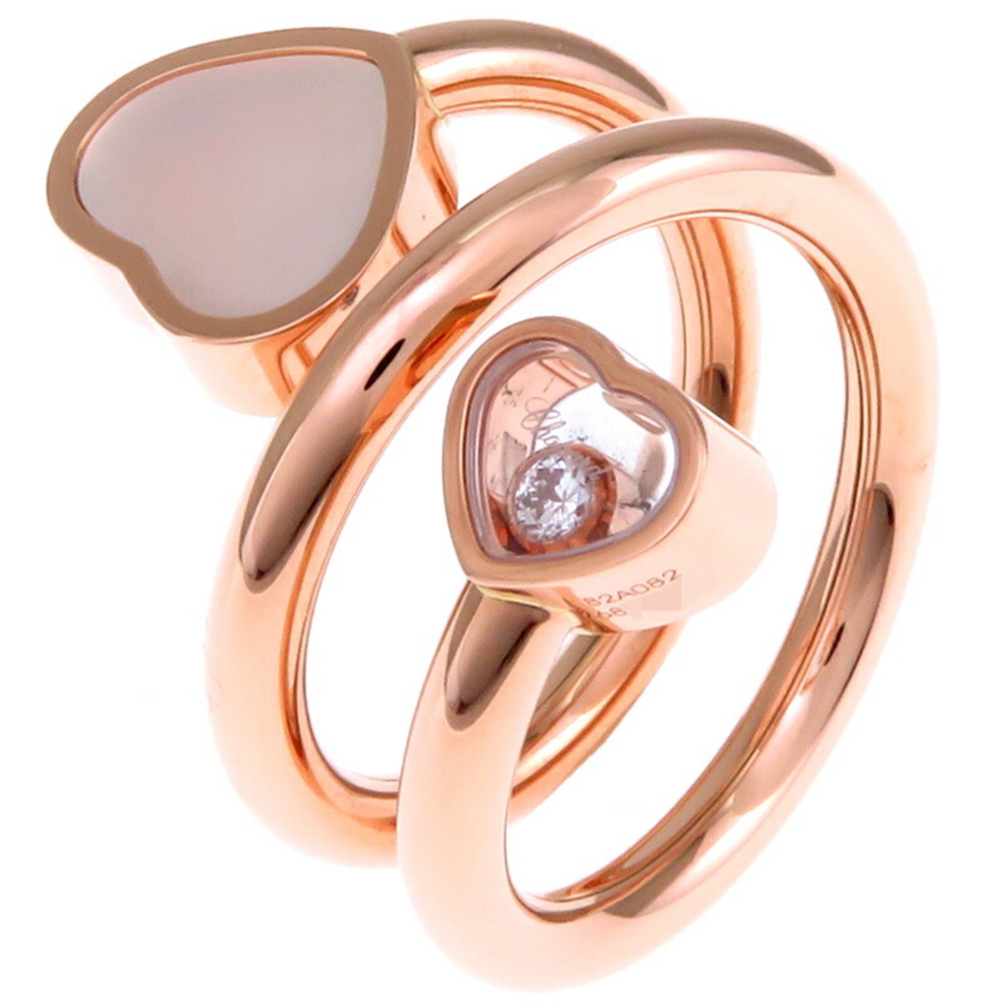 Chopard 0.04ct Diamond Happy Heart Ladies Ring 82A082-5300 750 Pink Gold Size 8.5