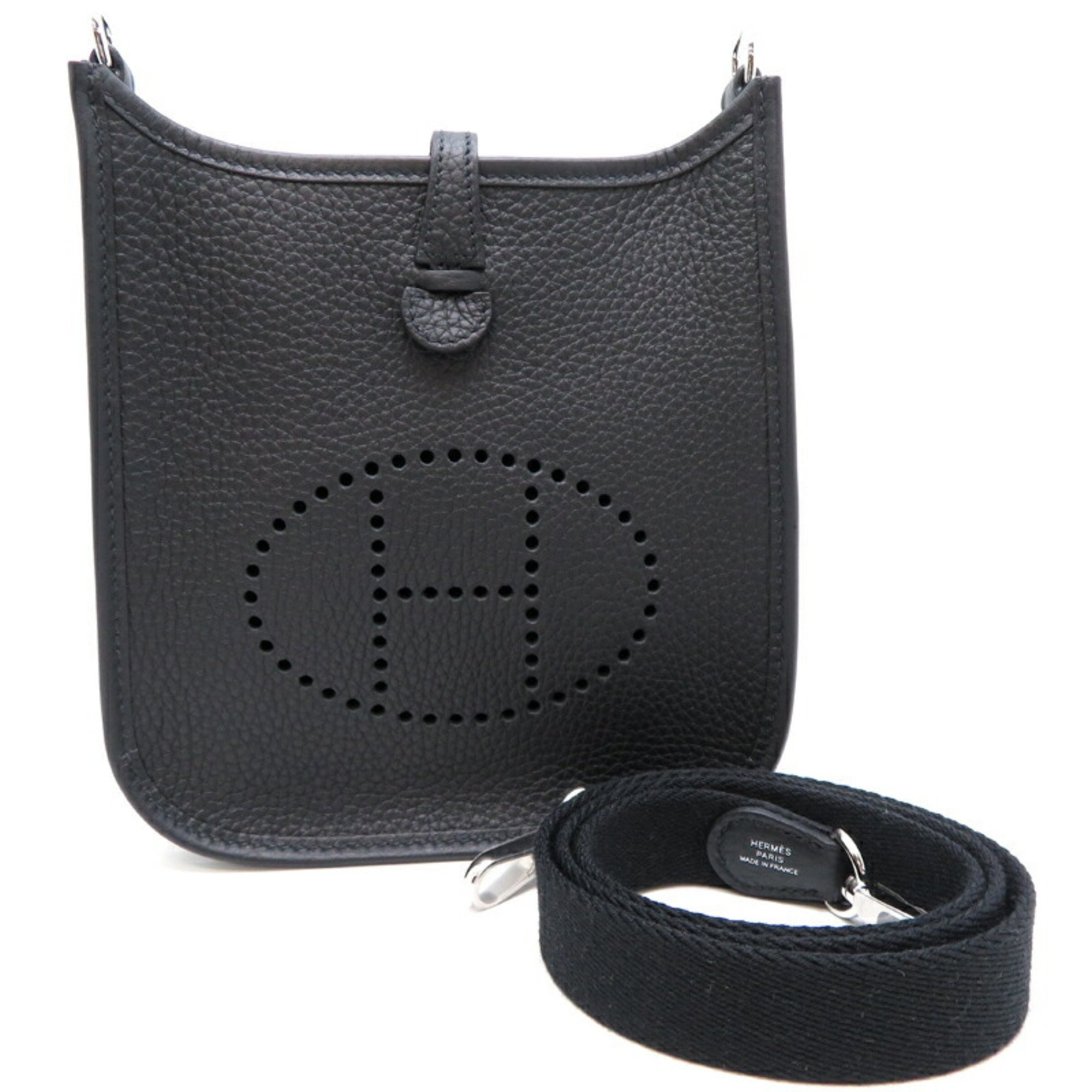 Hermes W Stamp 2024 Evelyn TPM Amazon Women's Shoulder Bag Taurillon Clemence Noir (Black)