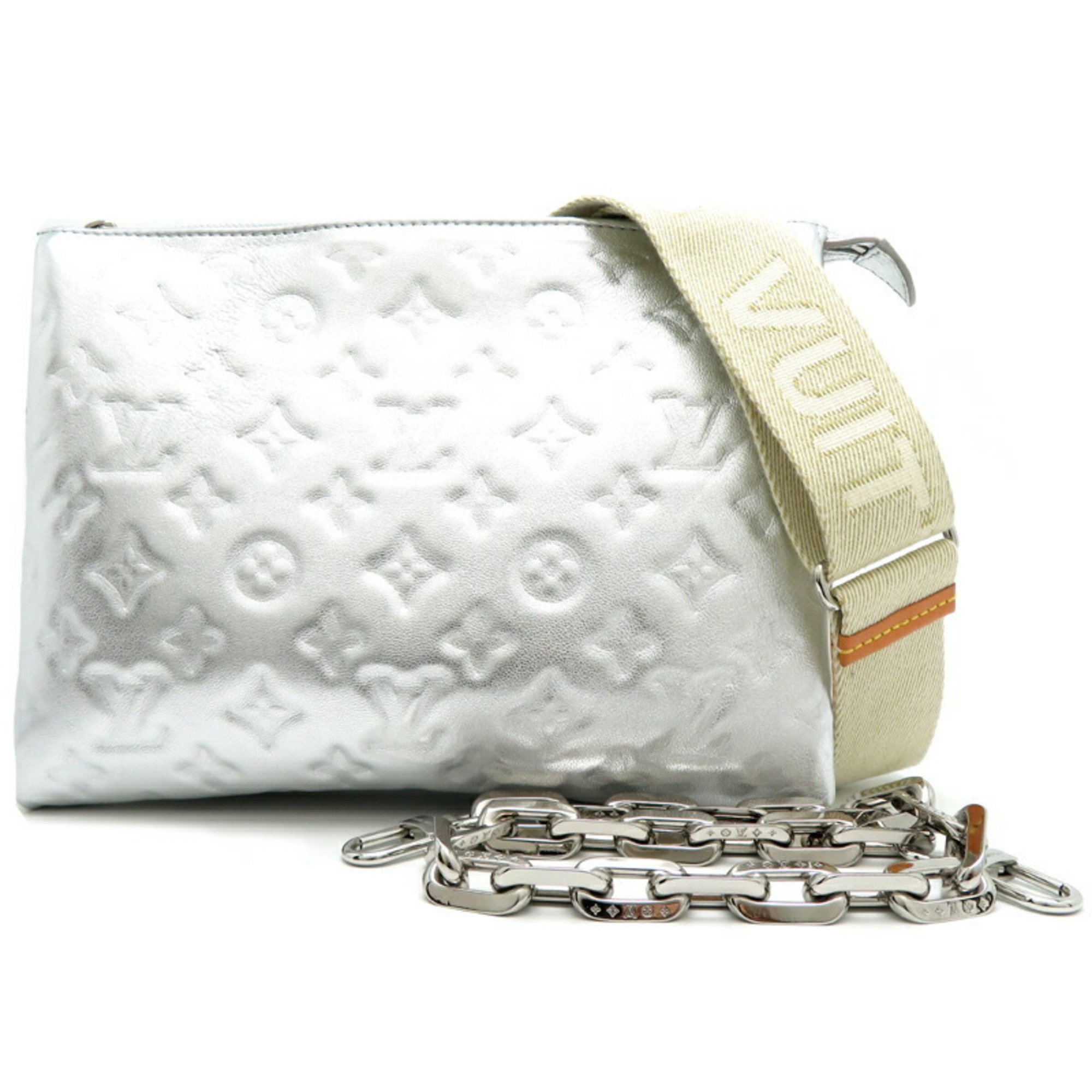 Louis Vuitton Coussin PM Women's Shoulder Bag M57913 Lambskin Silver