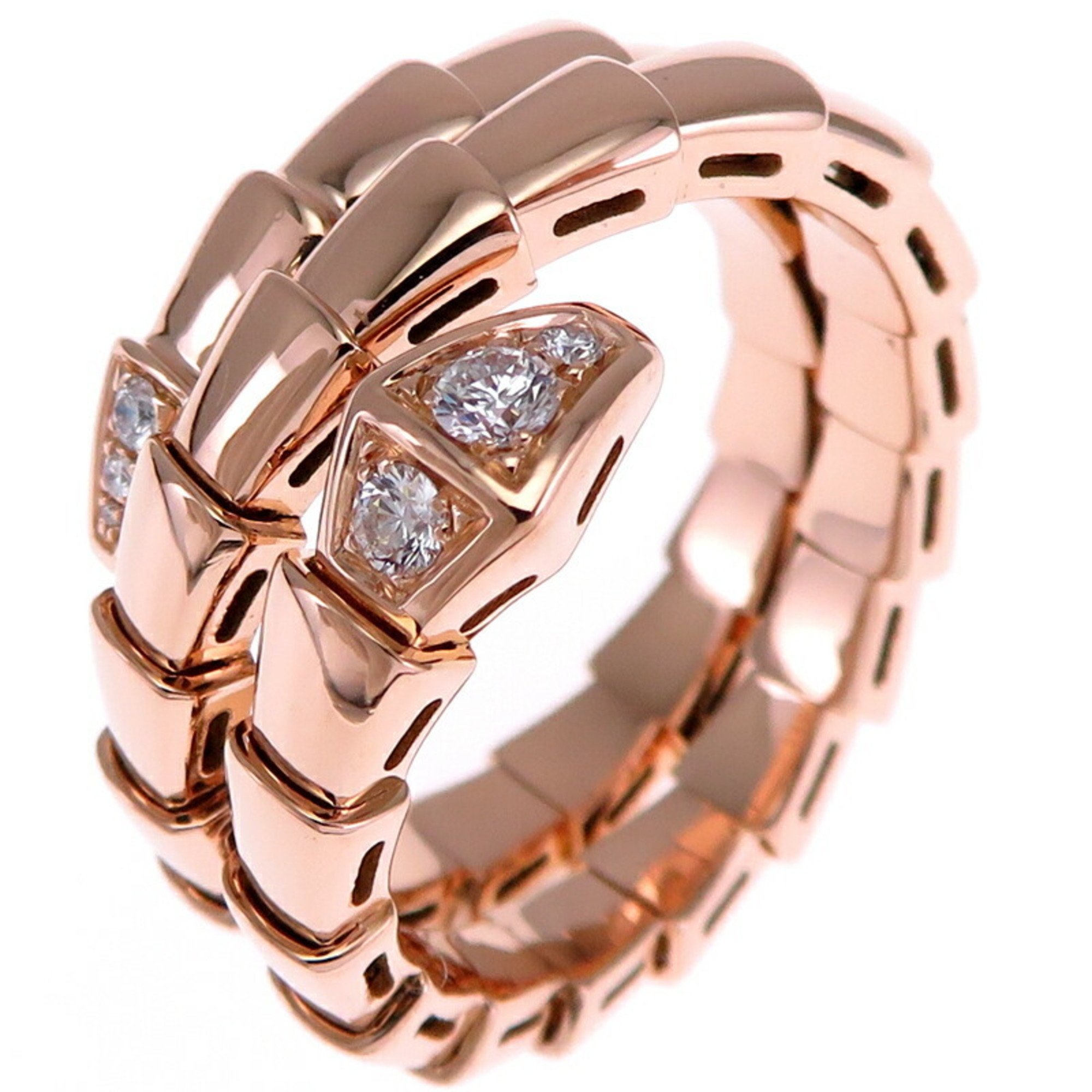 Bvlgari #M (size 11-13) Serpenti Viper Ladies Ring 357876 750 Pink Gold