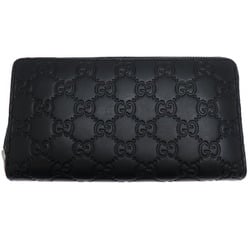 Gucci Guccissima Round Wallet Women's and Men's Long 307987 Micro Leather Black