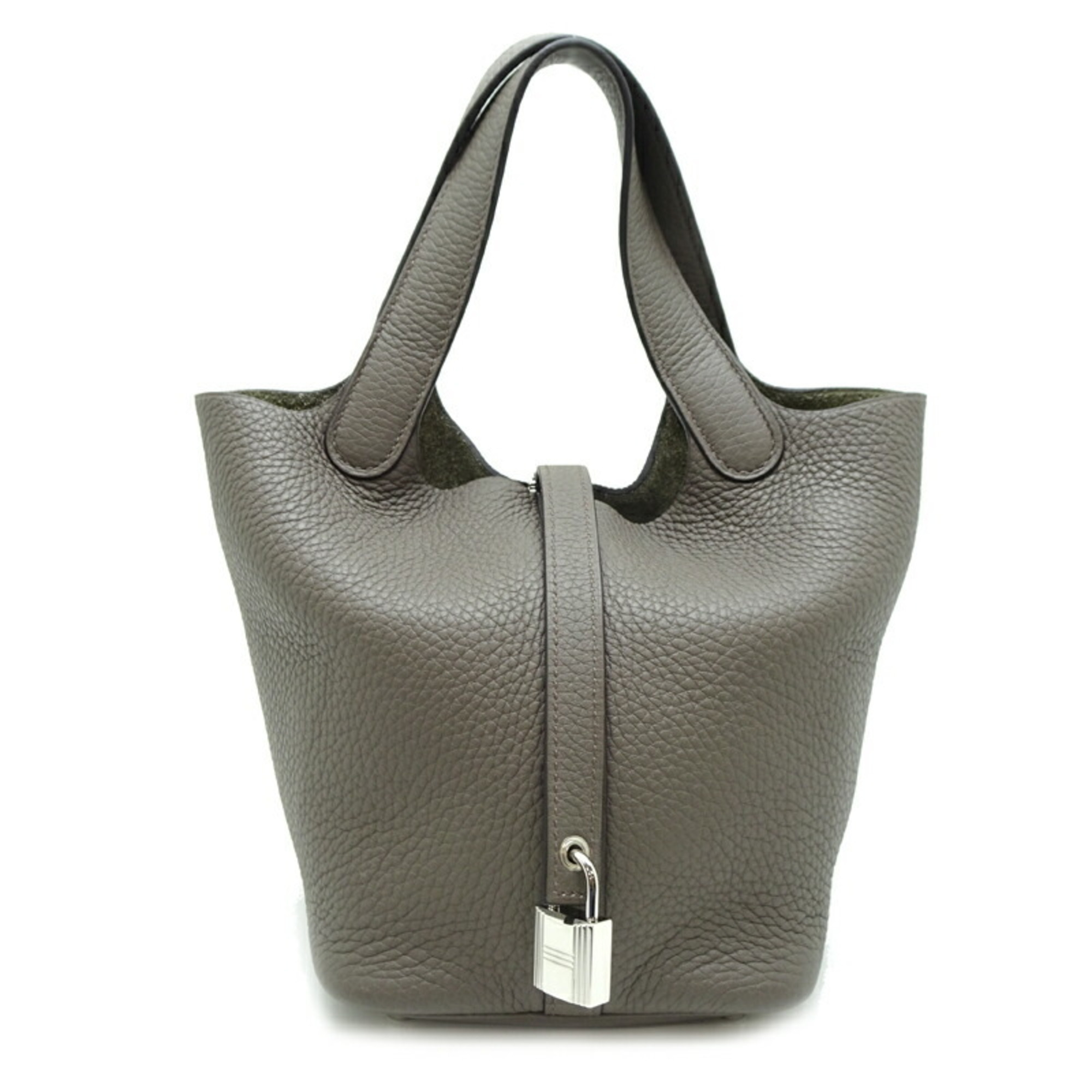 Hermes Picotin Lock PM Y Stamped Women's Handbag Taurillon Clemence Etain (Gray)