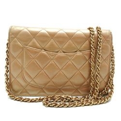 Chanel Matelasse Chain Wallet Women's Shoulder Bag Lambskin Gold