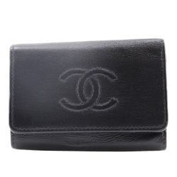 CHANEL COCO Mark Key Case Calf Black Snap Button Women's