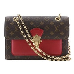 Louis Vuitton LOUIS VUITTON Victoire Shoulder Bag Chain M41731 Monogram Canvas Cerise 2018 Brown AH1168 Snap Lock Women's