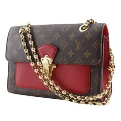 Louis Vuitton LOUIS VUITTON Victoire Shoulder Bag Chain M41731 Monogram Canvas Cerise 2018 Brown AH1168 Snap Lock Women's