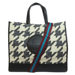 Coach CJ624 Dempsey Tote 40 Houndstooth Print and Patch Handbag Canvas Women's COACH