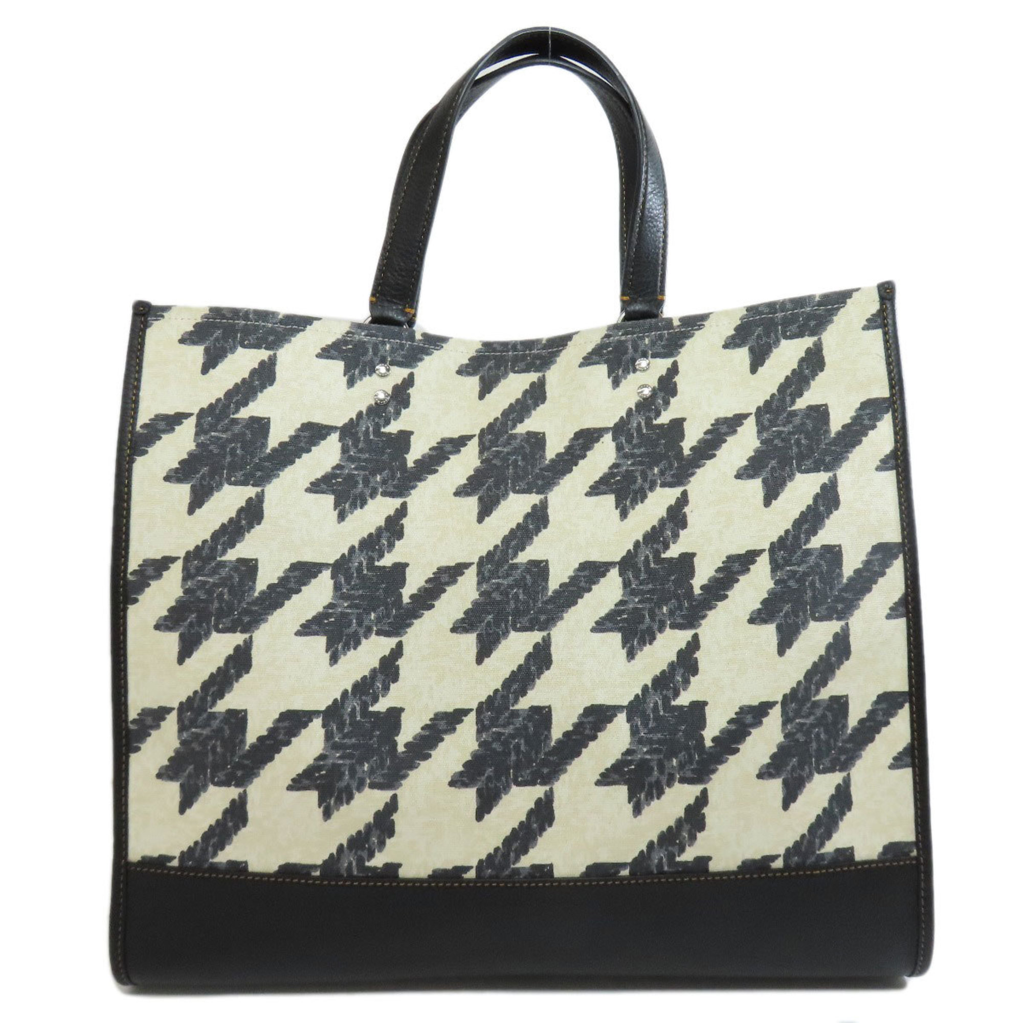 Coach CJ624 Dempsey Tote 40 Houndstooth Print and Patch Handbag Canvas Women's COACH