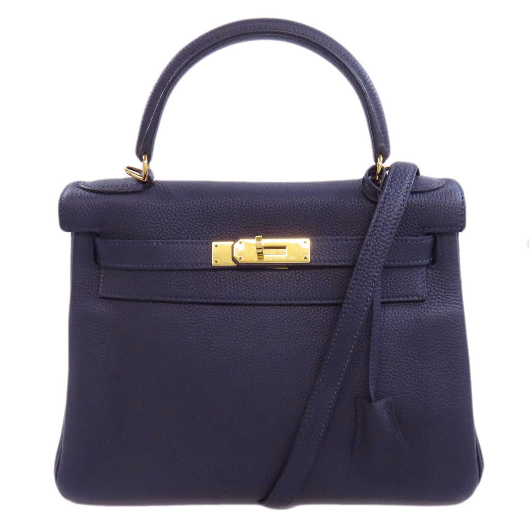 Hermes Kelly 28 Inner Stitching Blue Nuit Handbag Togo Women's HERMES